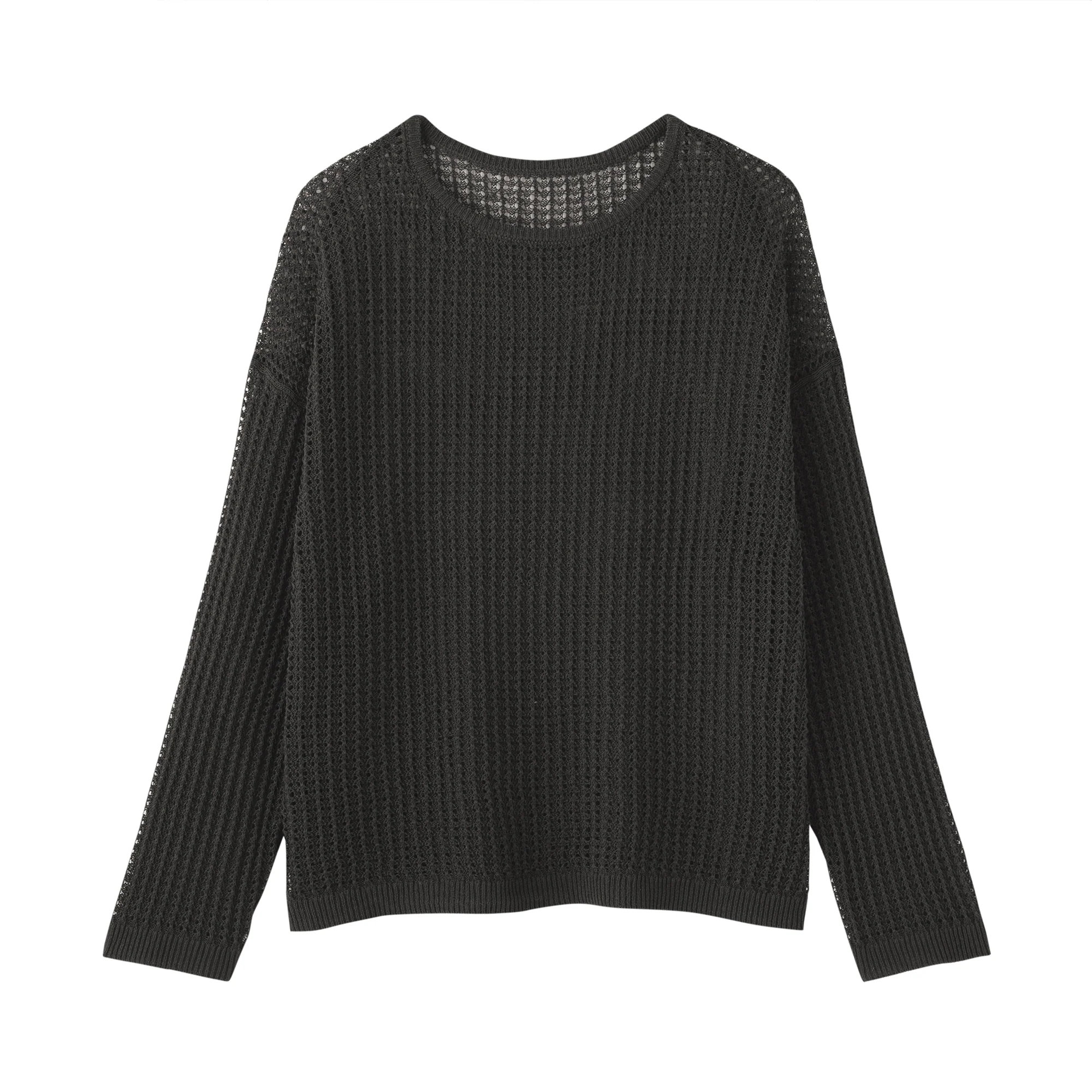 Linen Blend Mesh Wide Sweater - Image 11