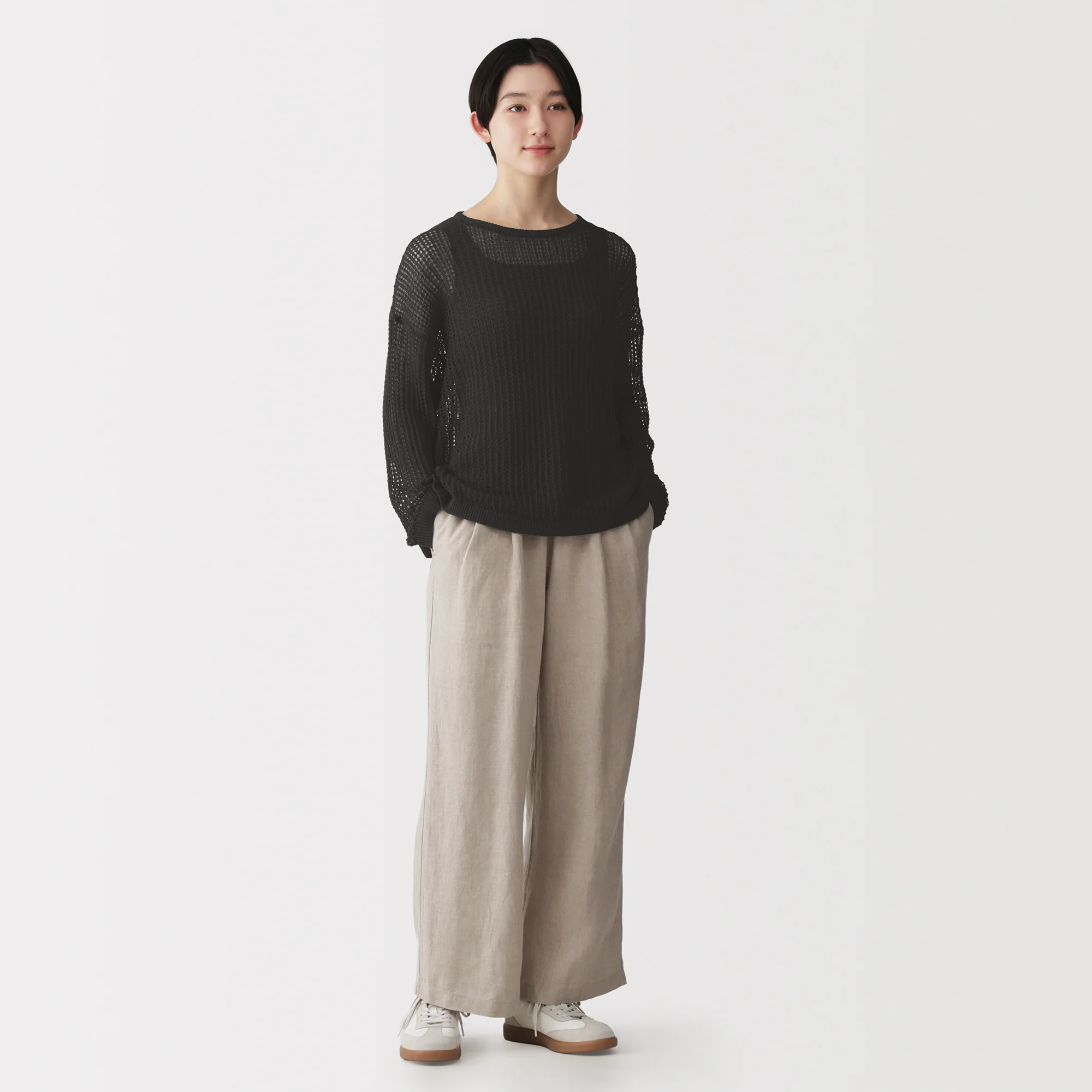 Linen Blend Mesh Wide Sweater - Image 13
