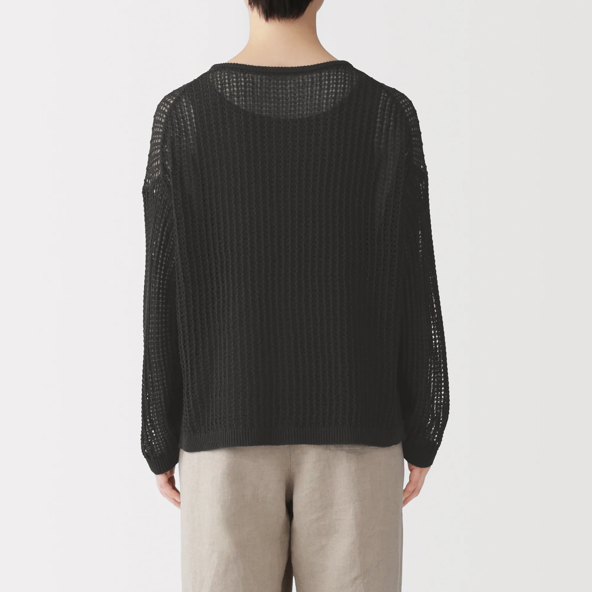 Linen Blend Mesh Wide Sweater - Image 15