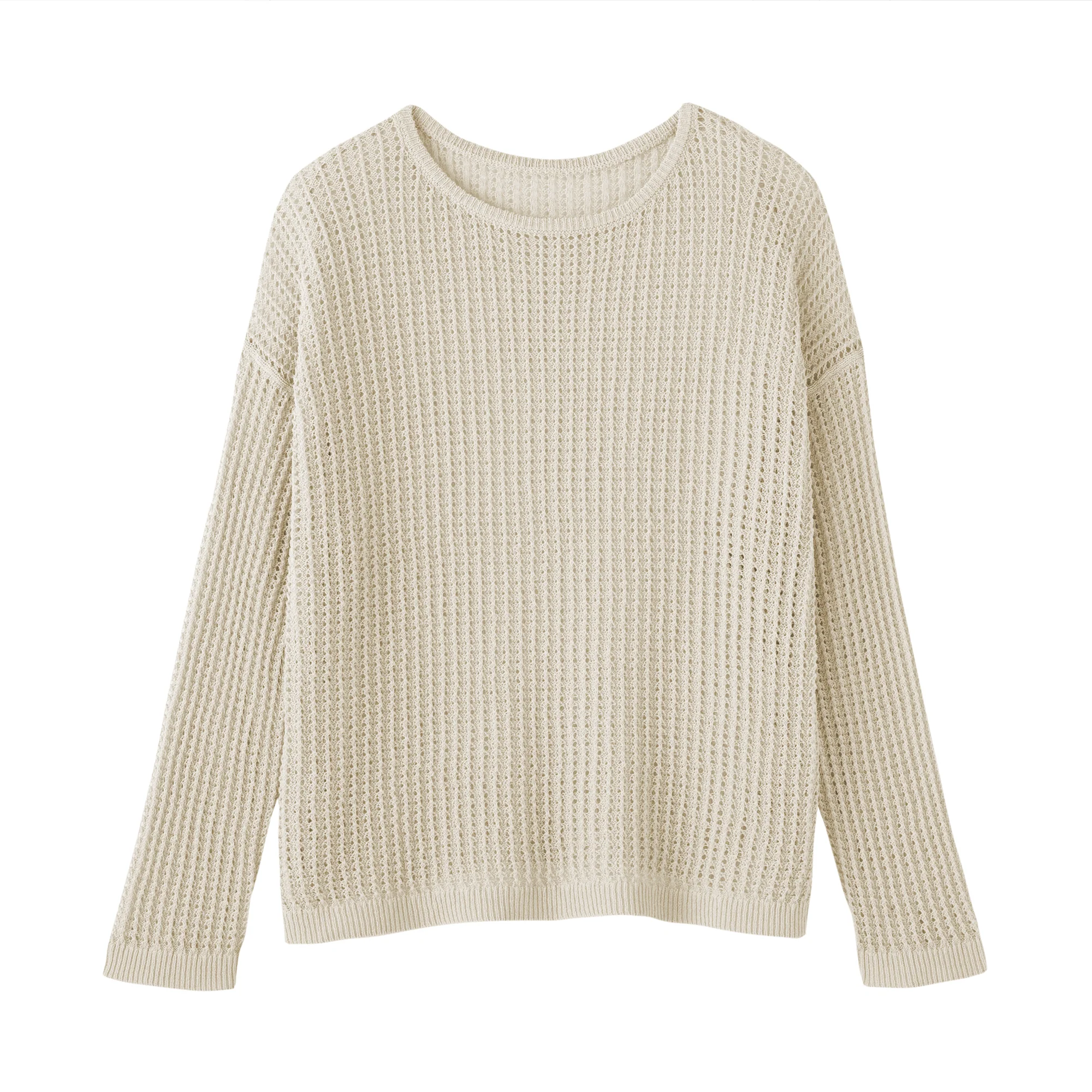 Linen Blend Mesh Wide Sweater - Image 20