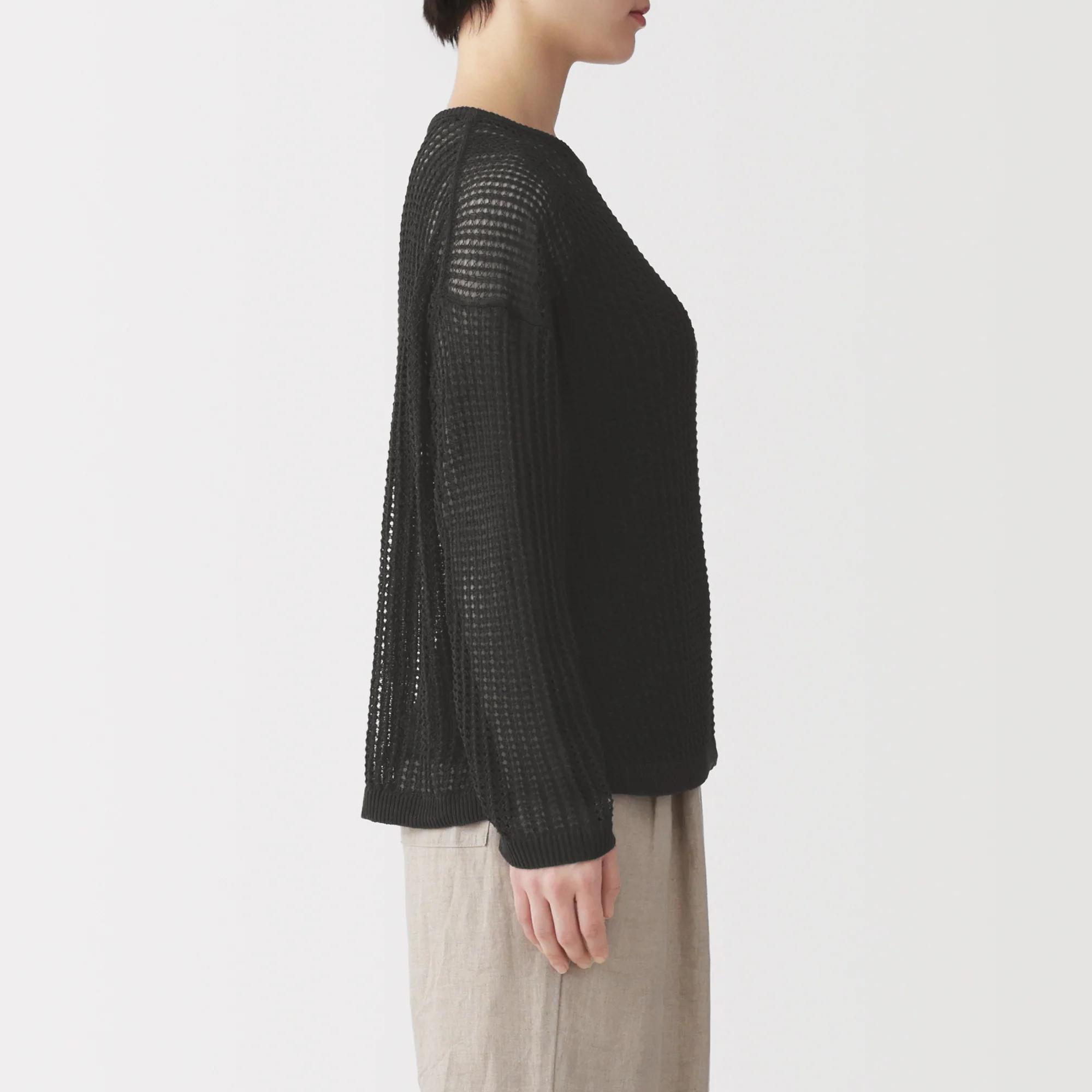 Linen Blend Mesh Wide Sweater - Image 23