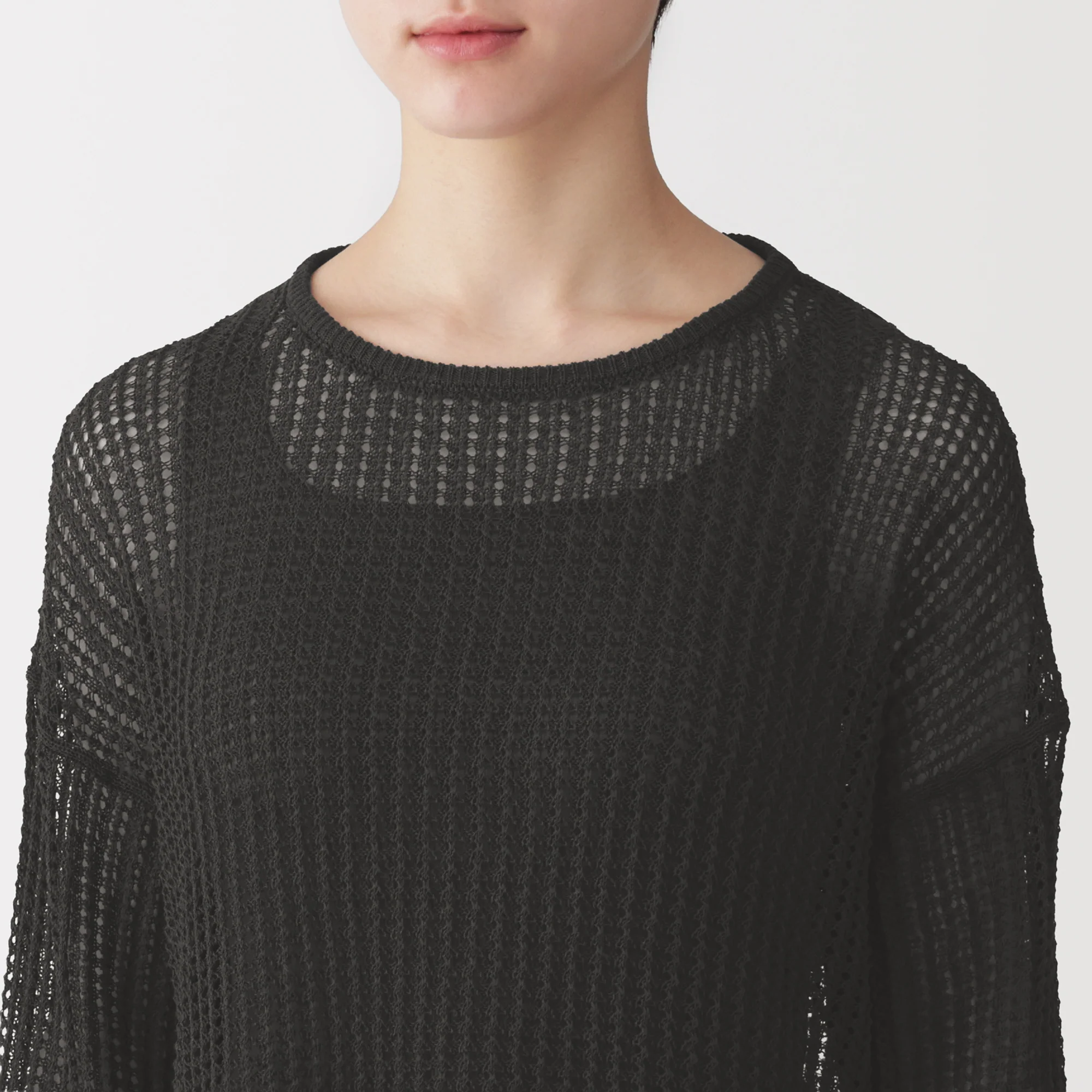 Linen Blend Mesh Wide Sweater - Image 7