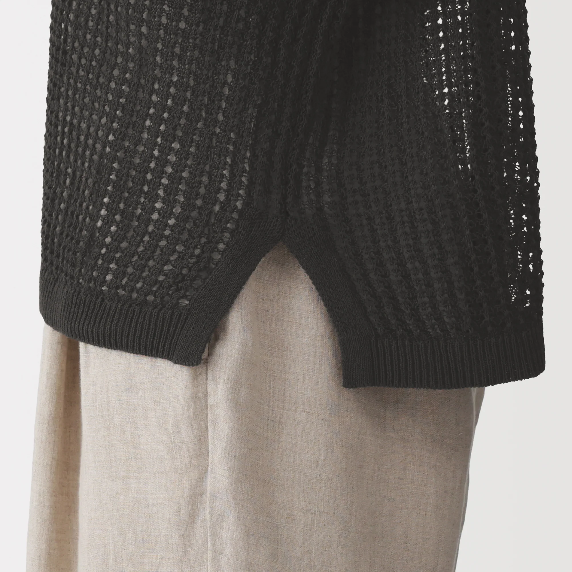 Linen Blend Mesh Wide Sweater - Image 8