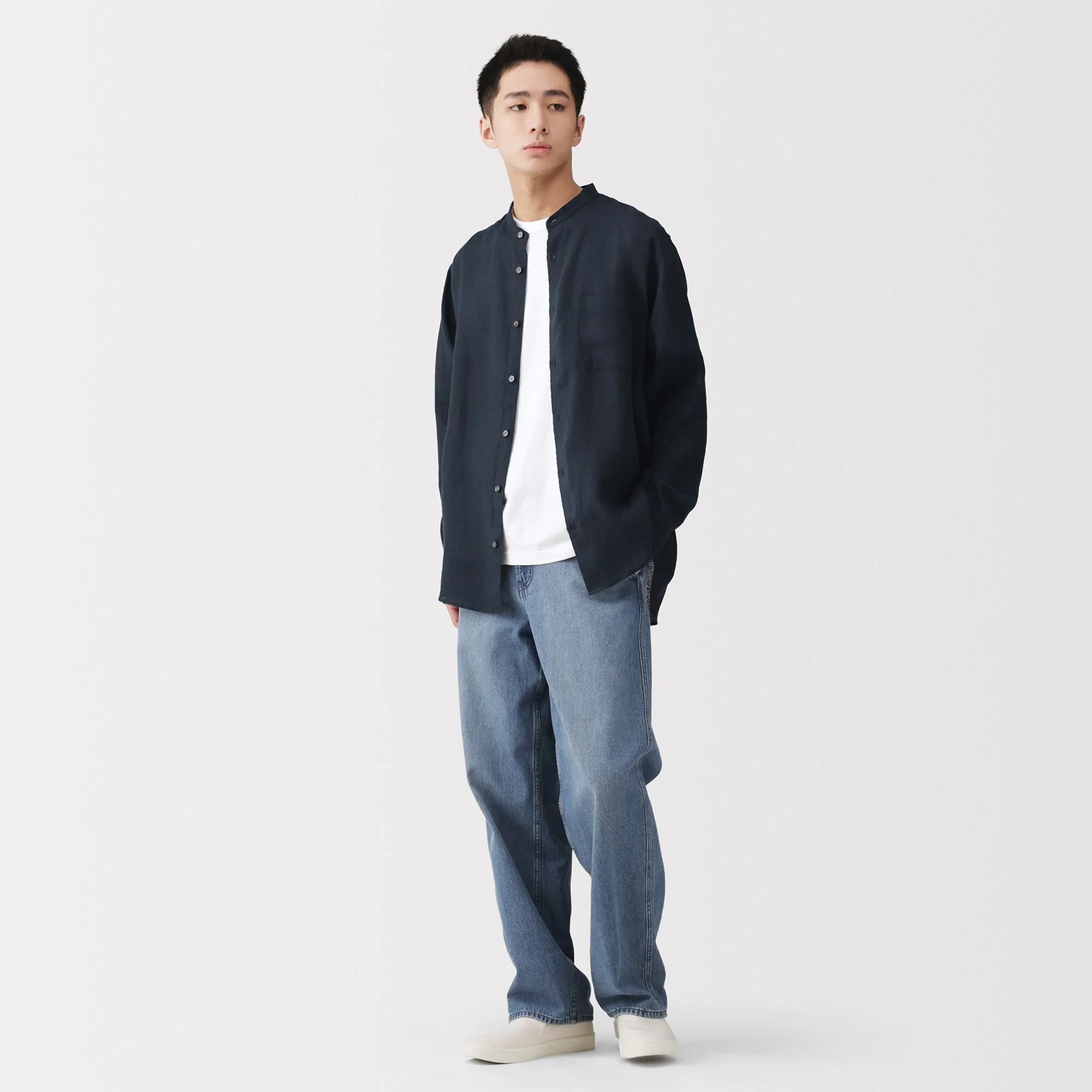 Linen Stand Collar Shirt - Image 4