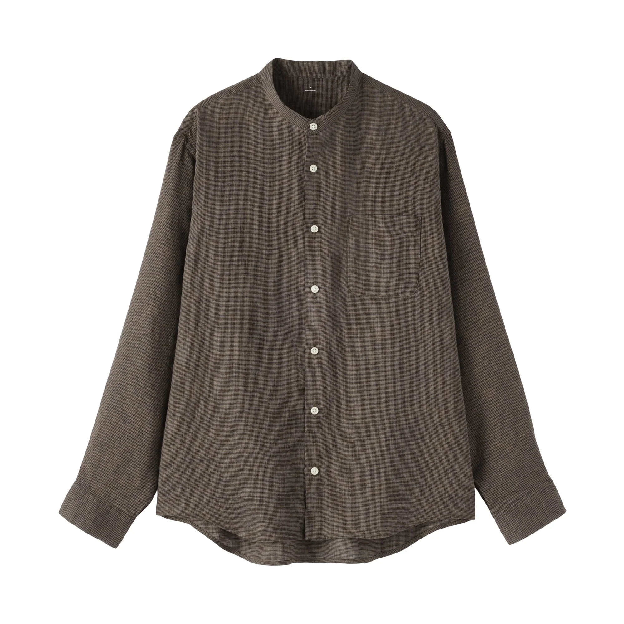 Linen Stand Collar Shirt - Image 47