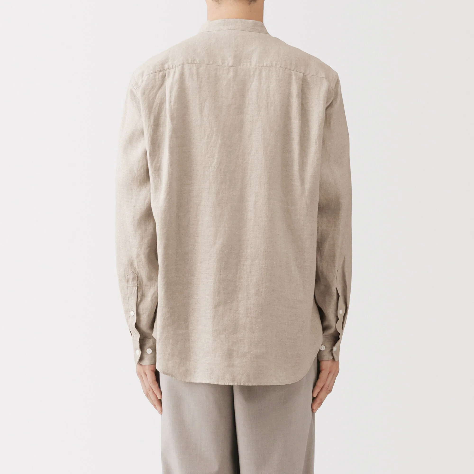 Linen Stand Collar Shirt - Image 51