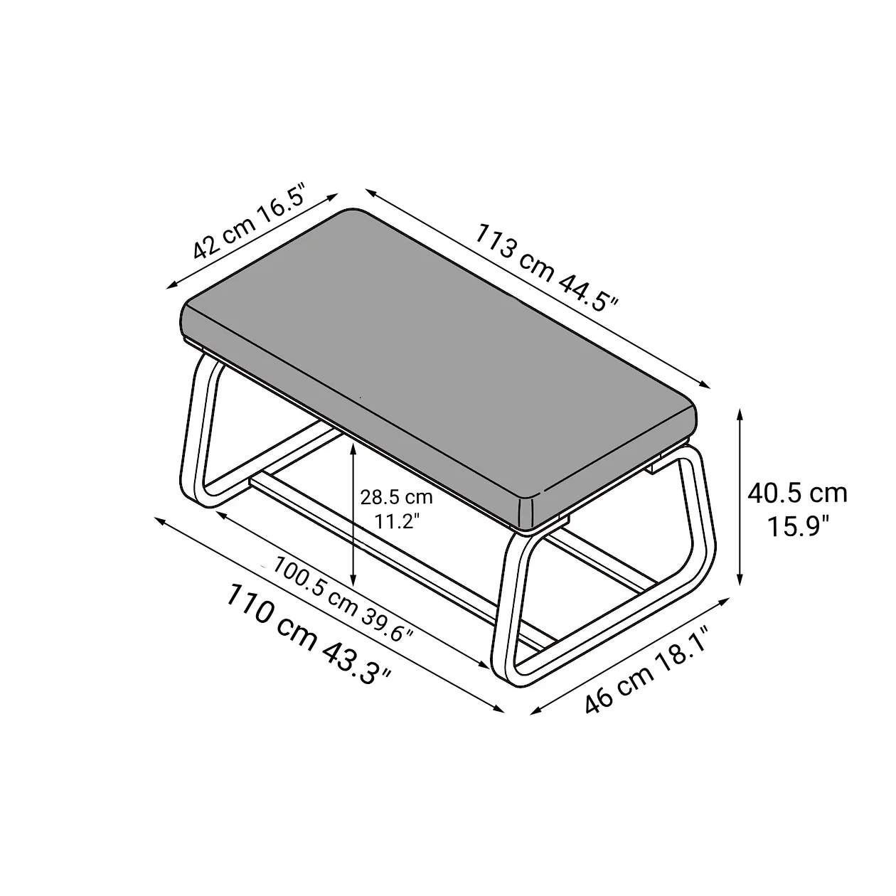Living Dining Bench 1 - Oak (Cover Sold Separately) - Image 8