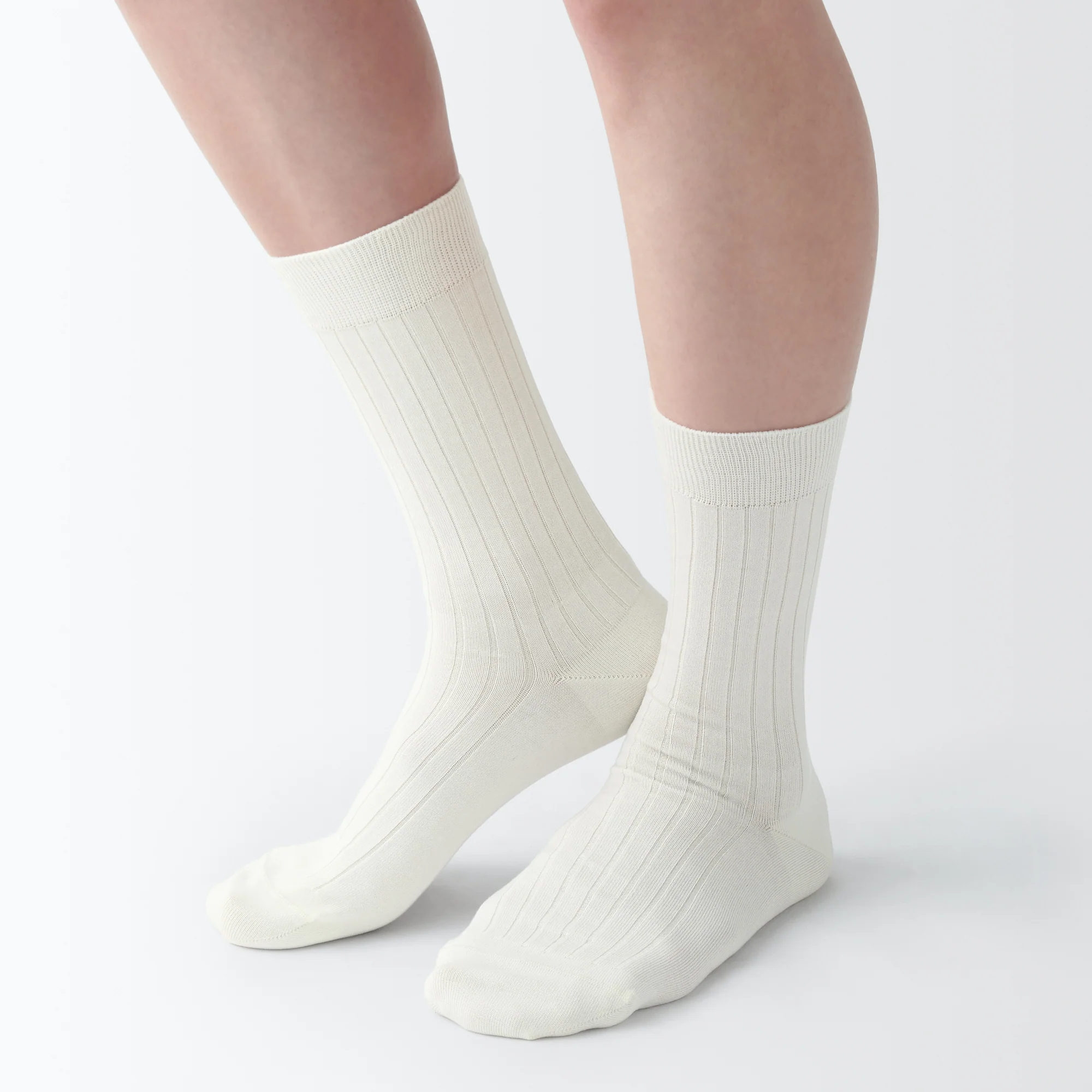 Lustrous Cotton Yarn Ribbed Socks - Image 5