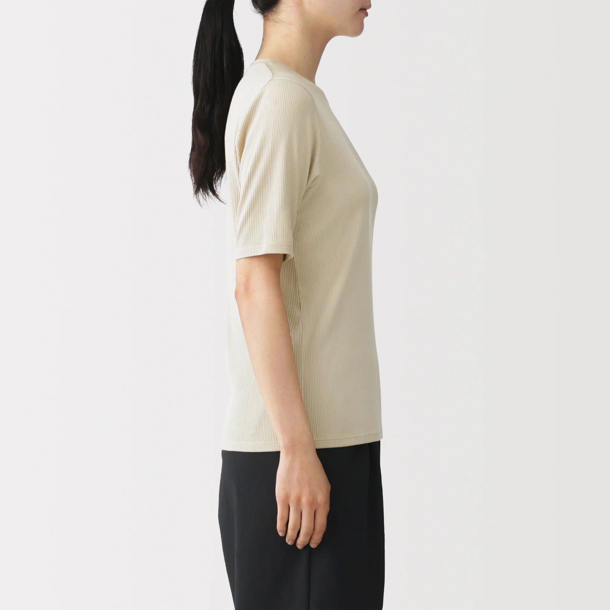 Lyocell Blend Rib Half Sleeve T-Shirt - Image 13
