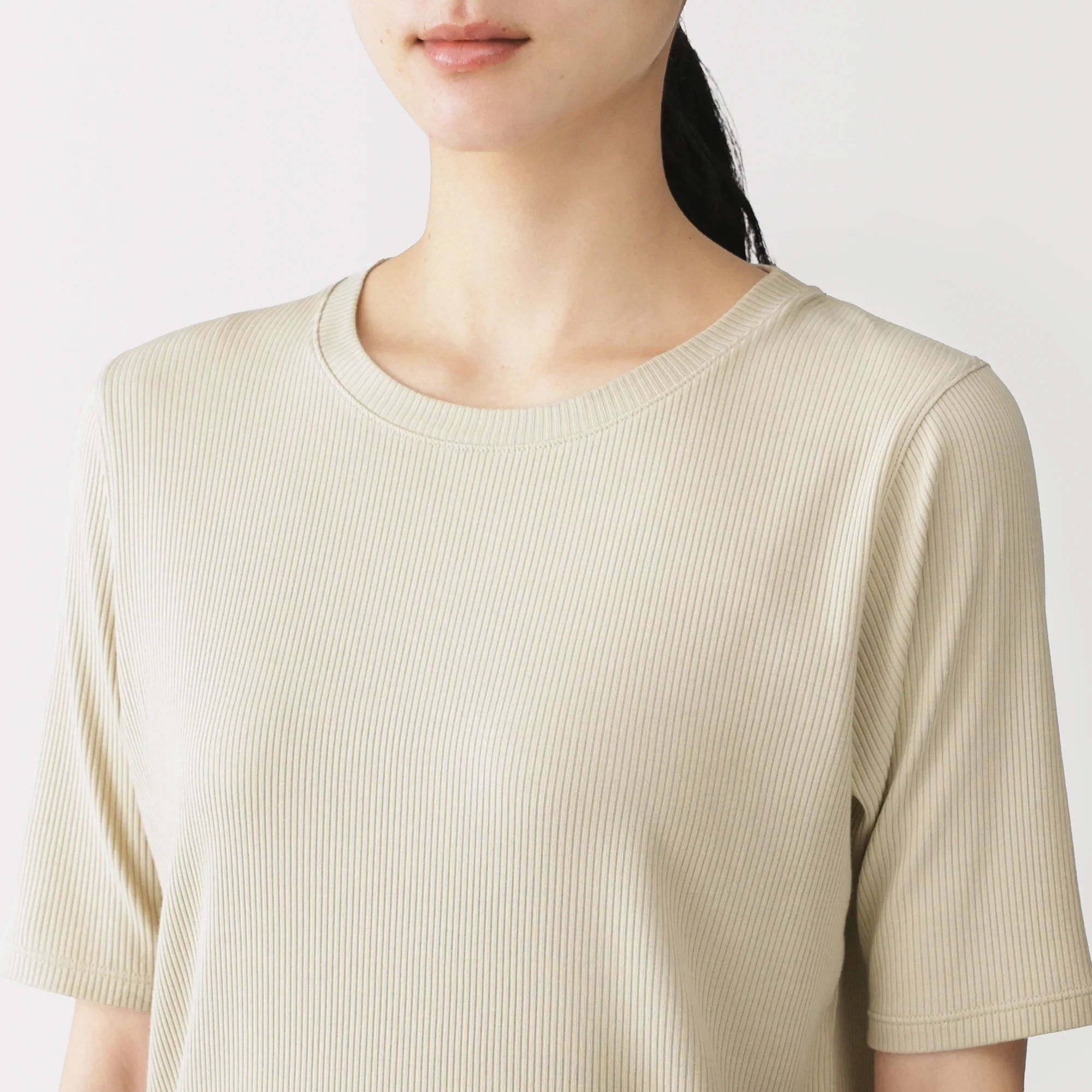 Lyocell Blend Rib Half Sleeve T-Shirt - Image 31