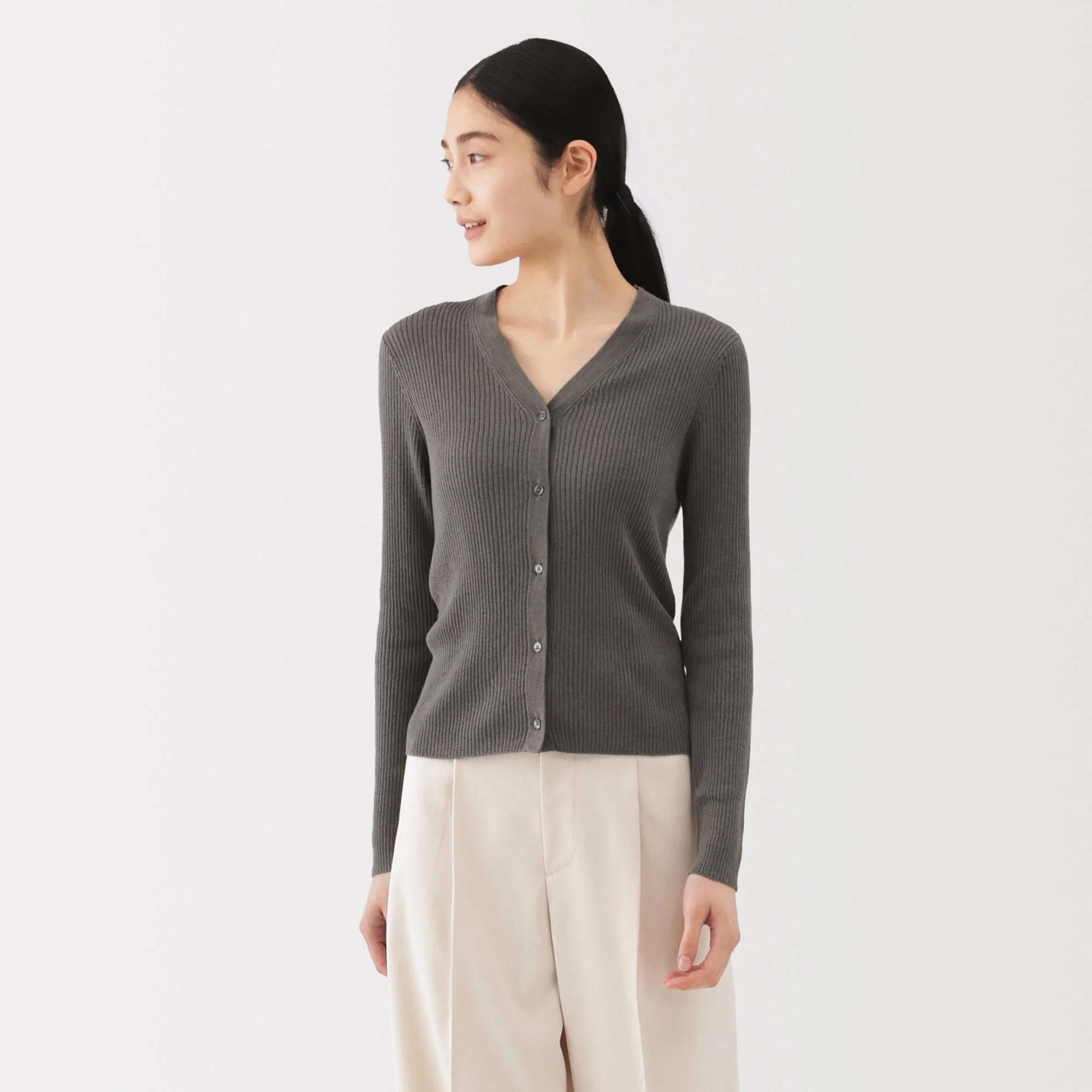 Lyocell Blend V-Neck Cardigan