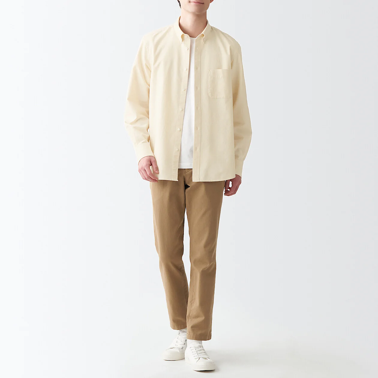 Men's Washed Oxford Collared Long Sleeve Button Down Shirt - Image 18