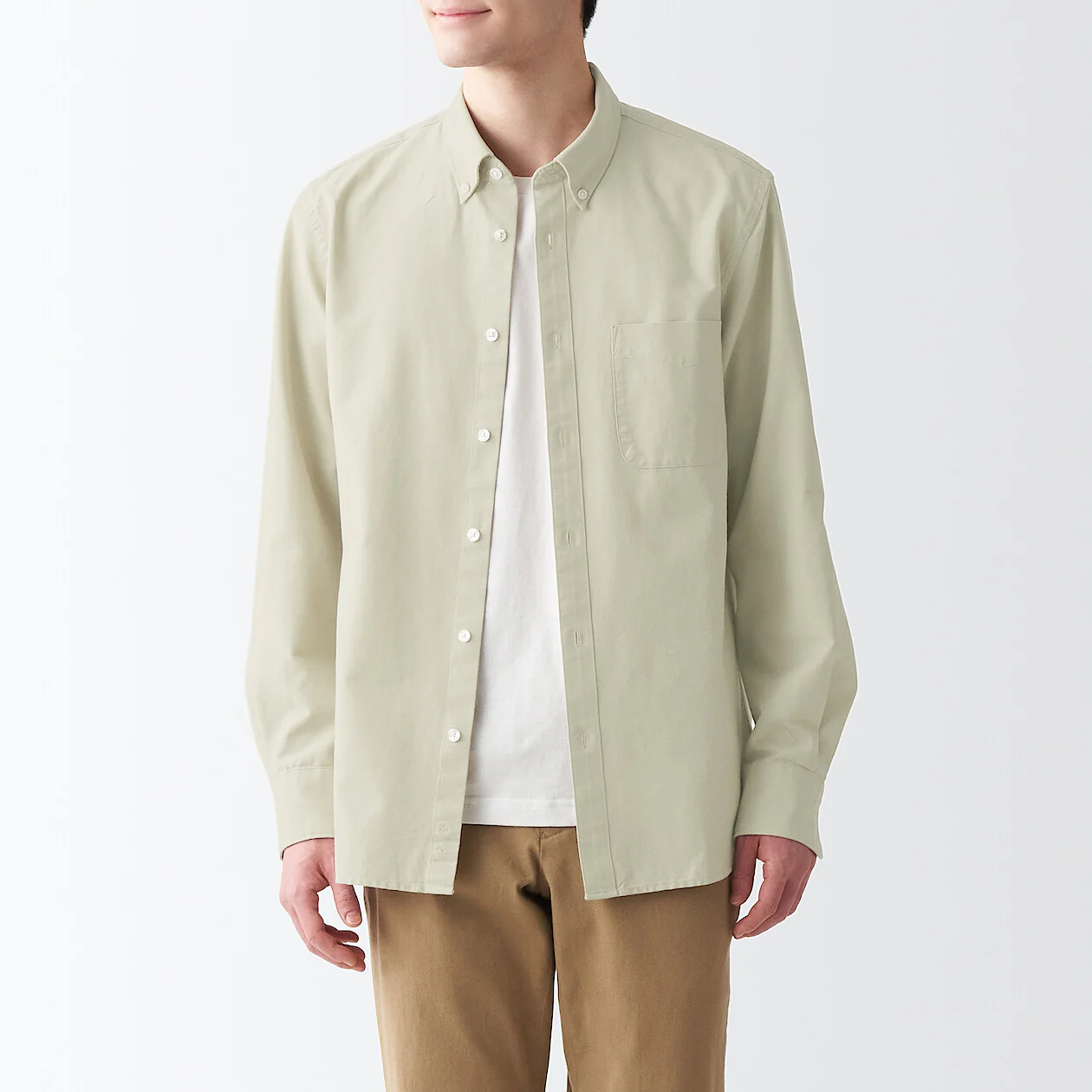 Men's Washed Oxford Collared Long Sleeve Button Down Shirt - Image 31