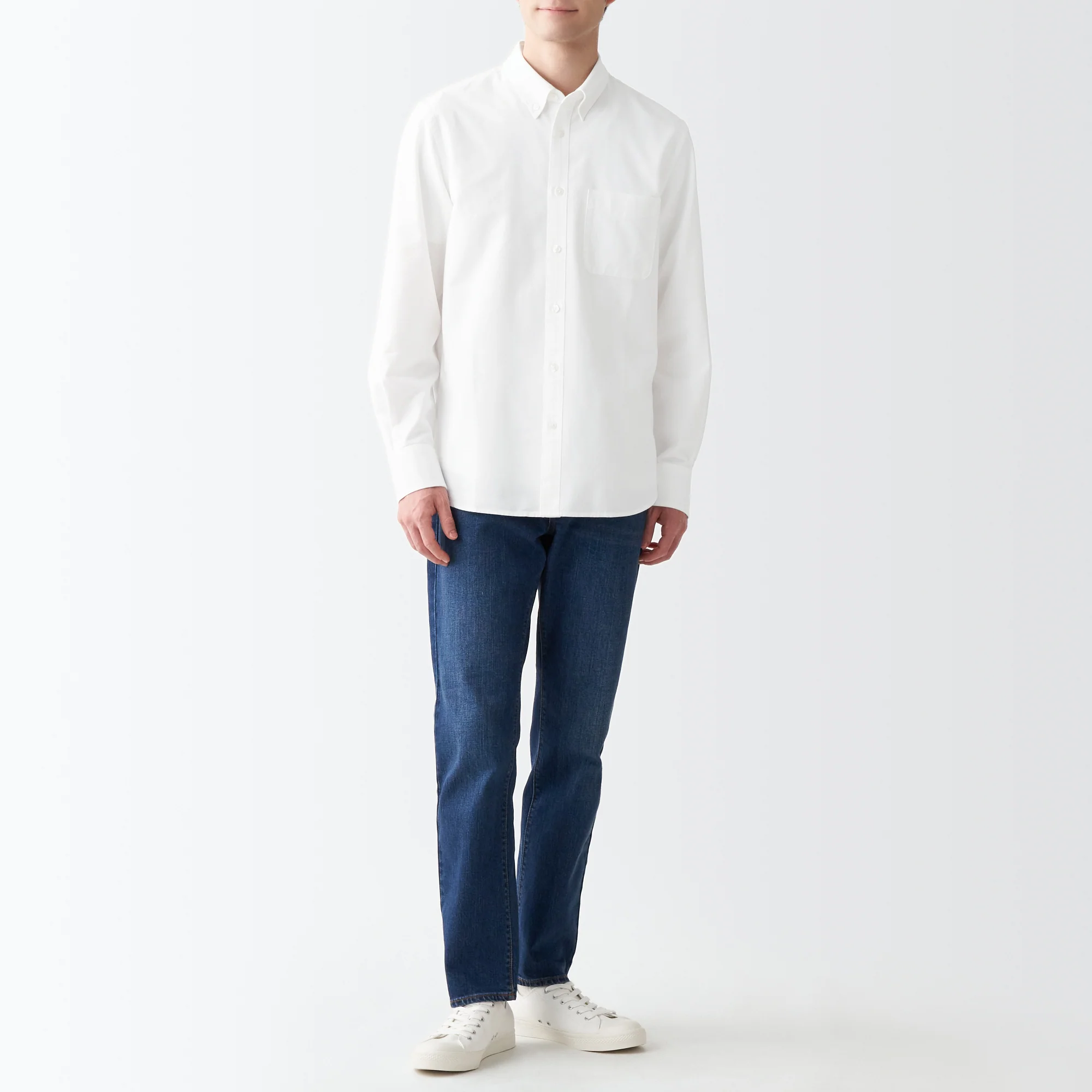 Men's Washed Oxford Collared Long Sleeve Button Down Shirt - Image 48