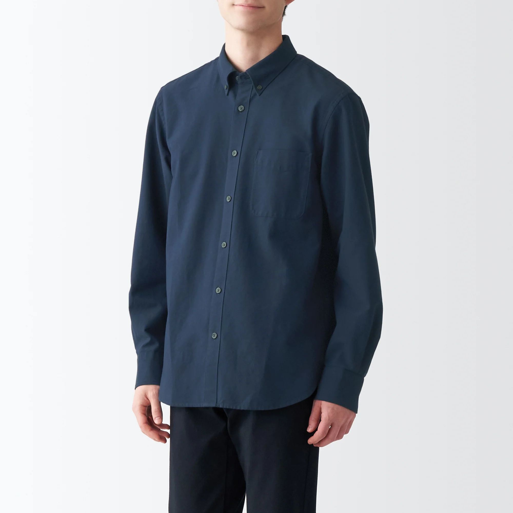 Men's Washed Oxford Collared Long Sleeve Button Down Shirt - Image 64
