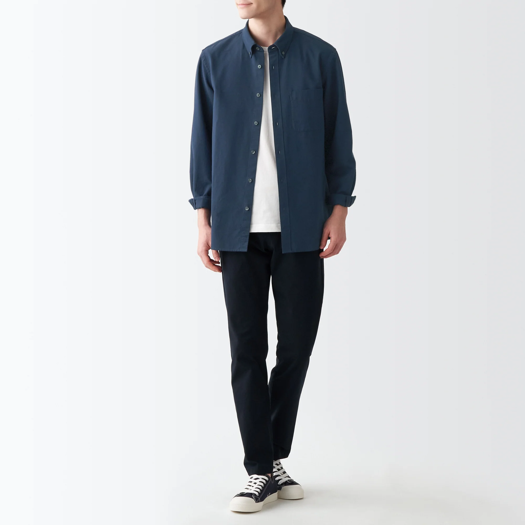 Men's Washed Oxford Collared Long Sleeve Button Down Shirt - Image 68