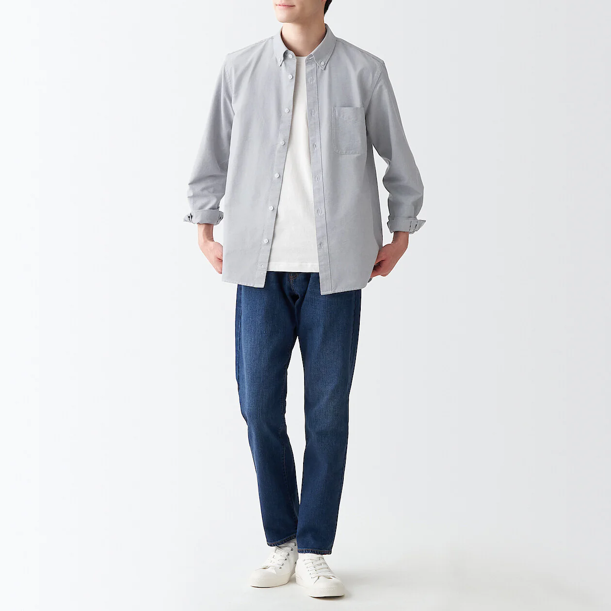Men's Washed Oxford Collared Long Sleeve Button Down Shirt - Image 8