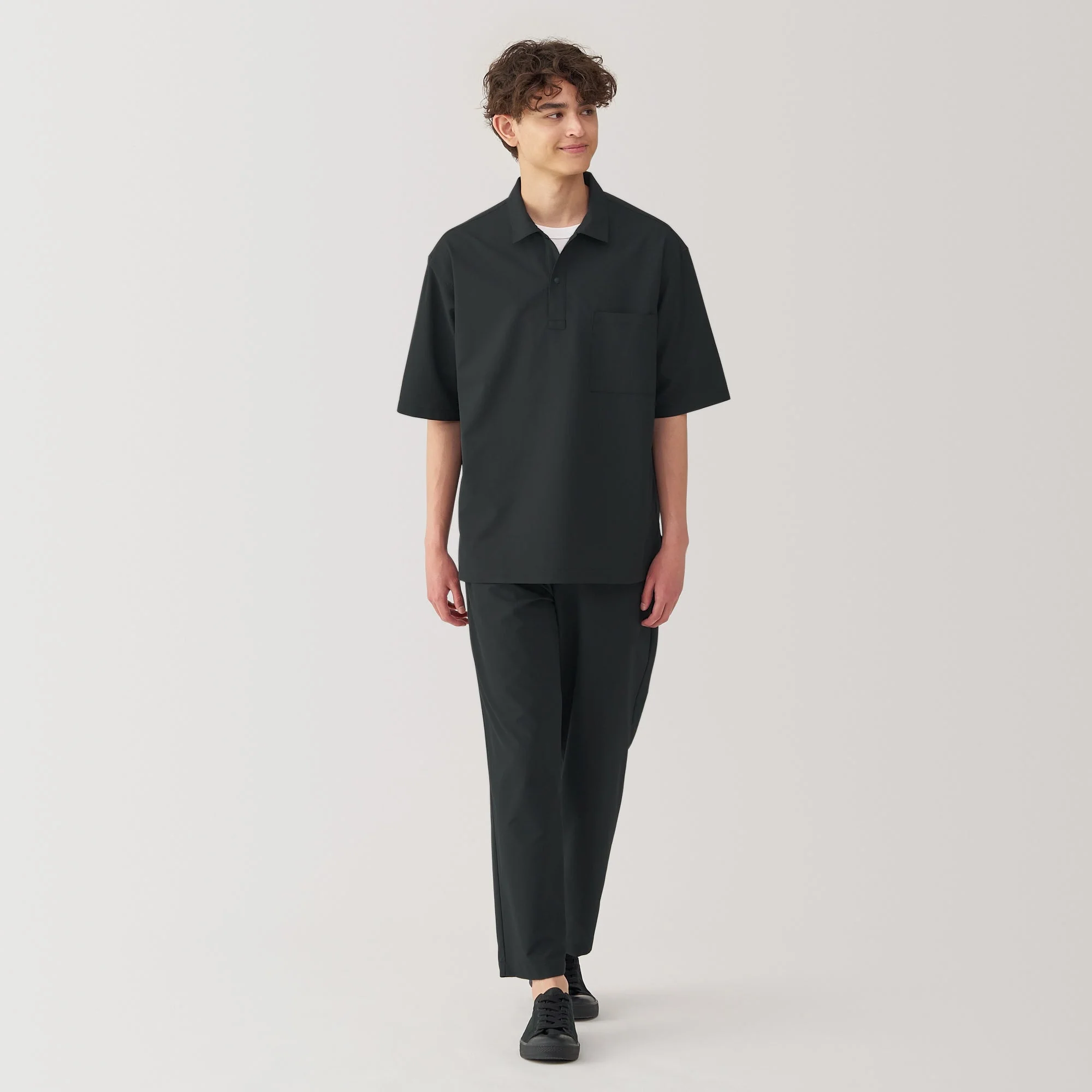 Men's Breathable Wide Half Sleeve Woven Polo Shirt - Image 20