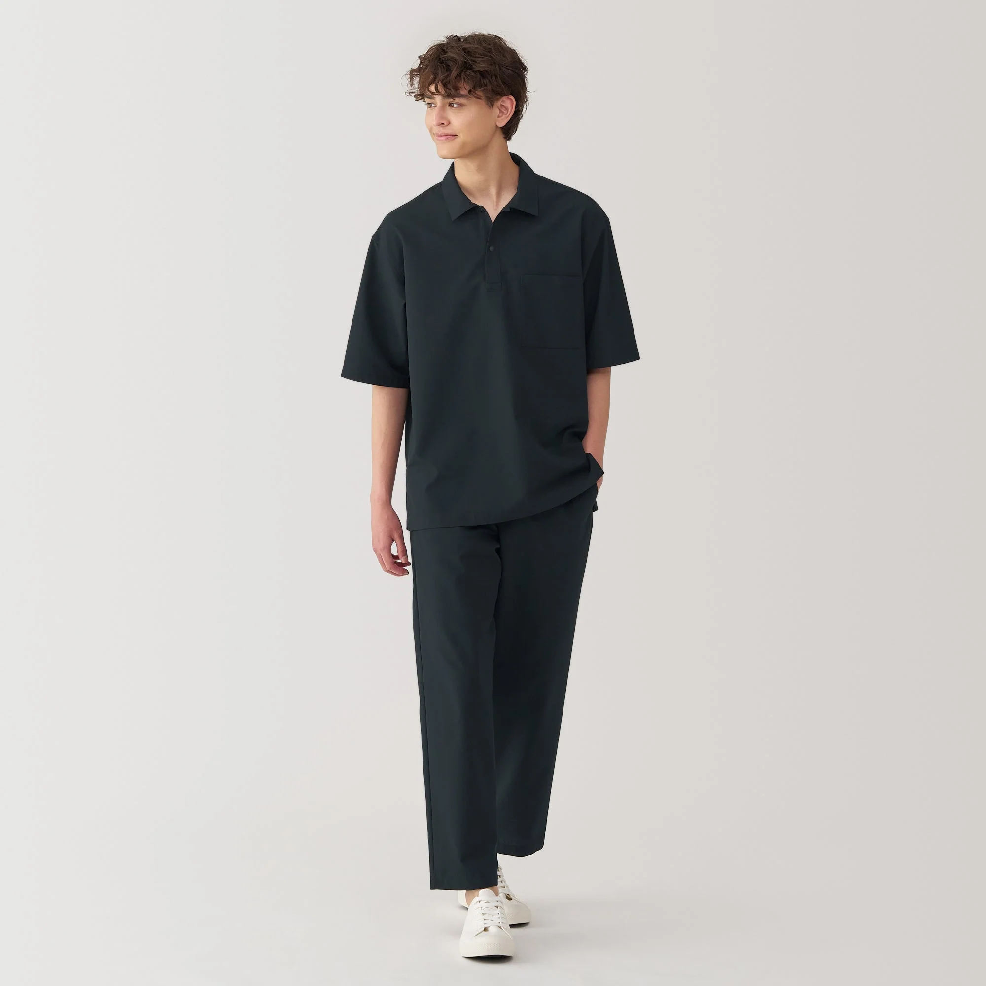 Men's Breathable Wide Half Sleeve Woven Polo Shirt - Image 4