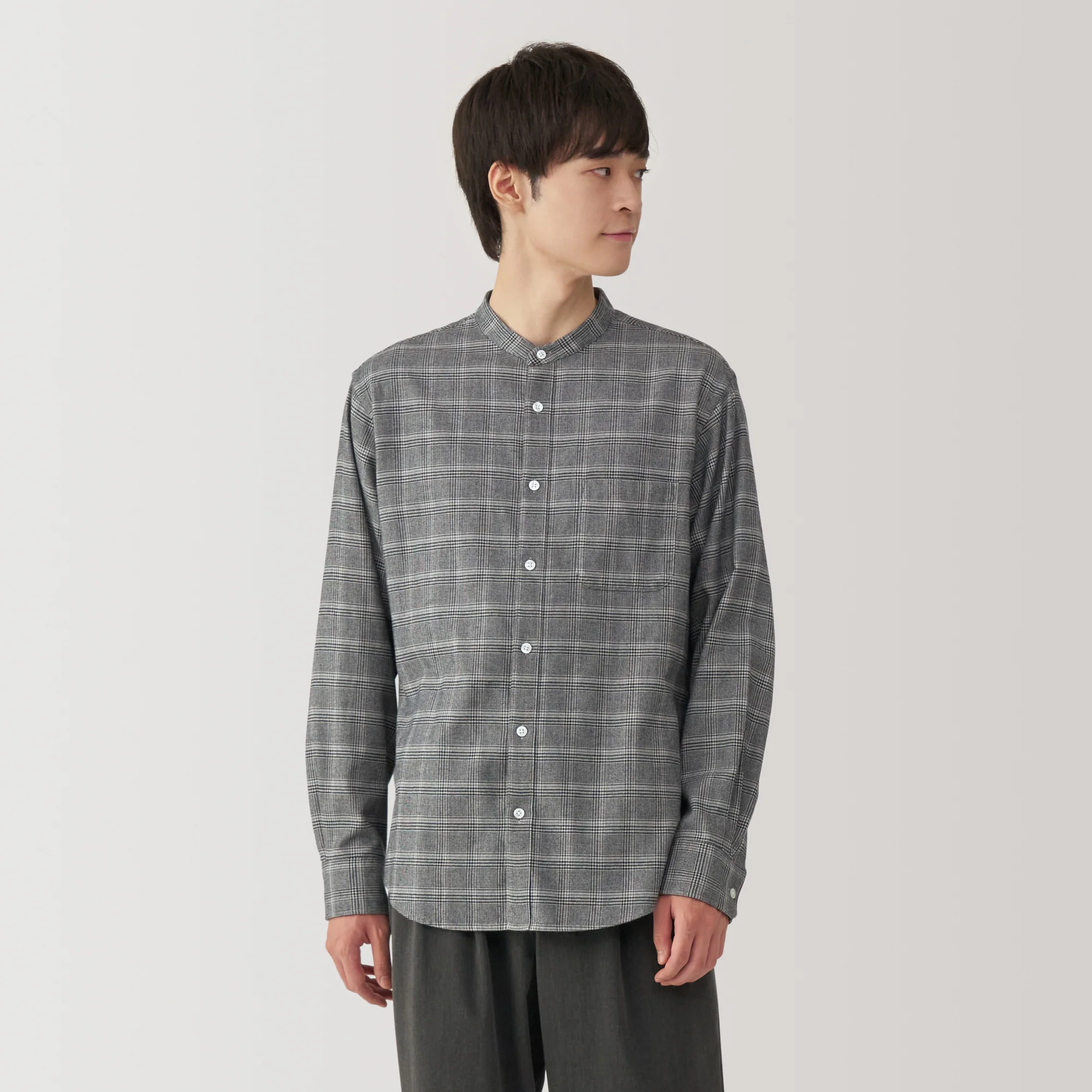 Men's Flannel Stand Collar Long Sleeve Shirt - Image 33