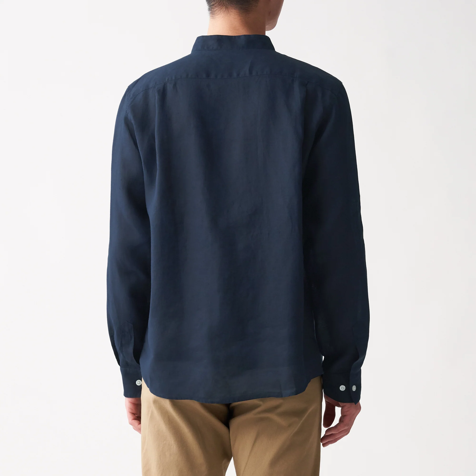 Men's French Linen Washed Stand Collar Shirt - Image 18