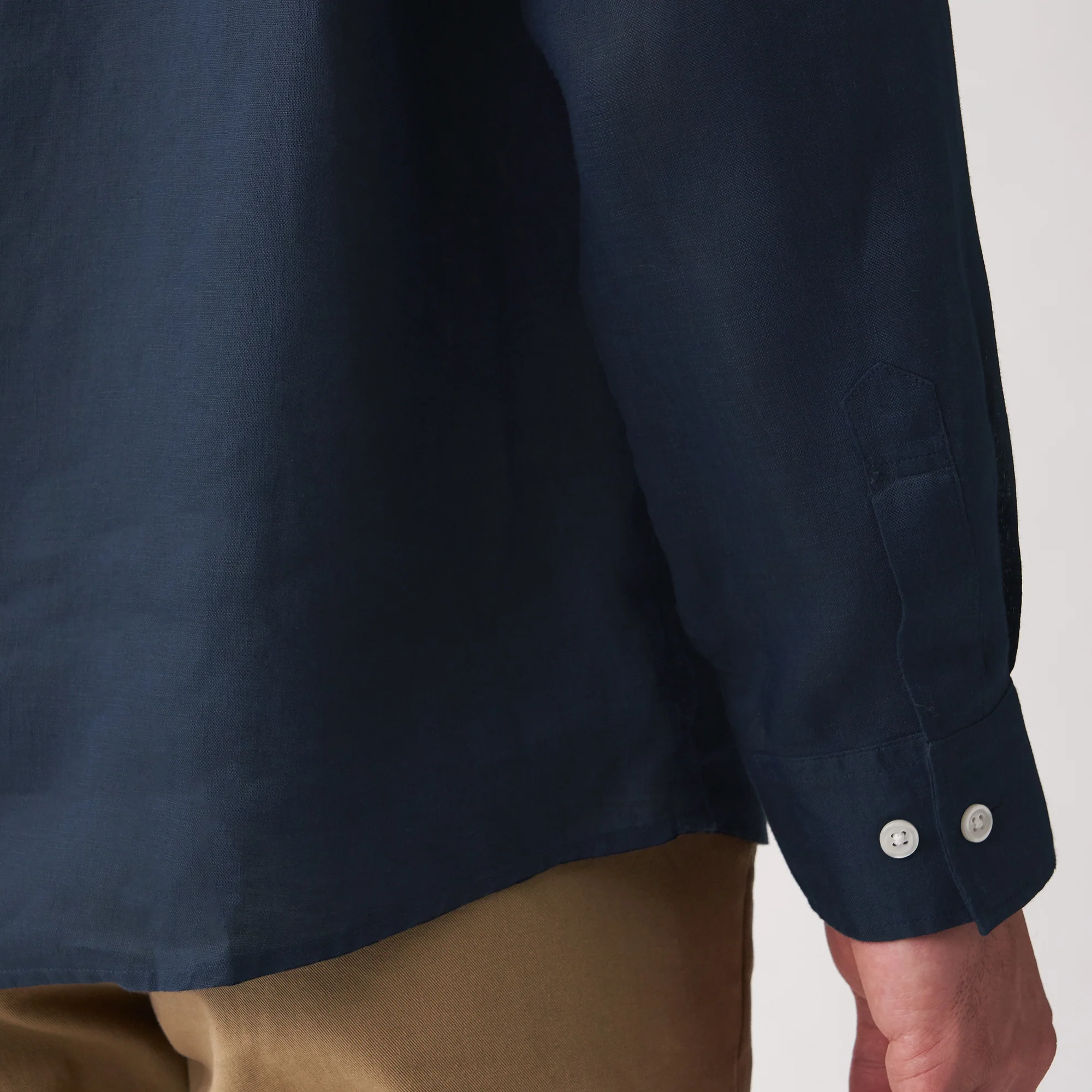 Men's French Linen Washed Stand Collar Shirt - Image 21