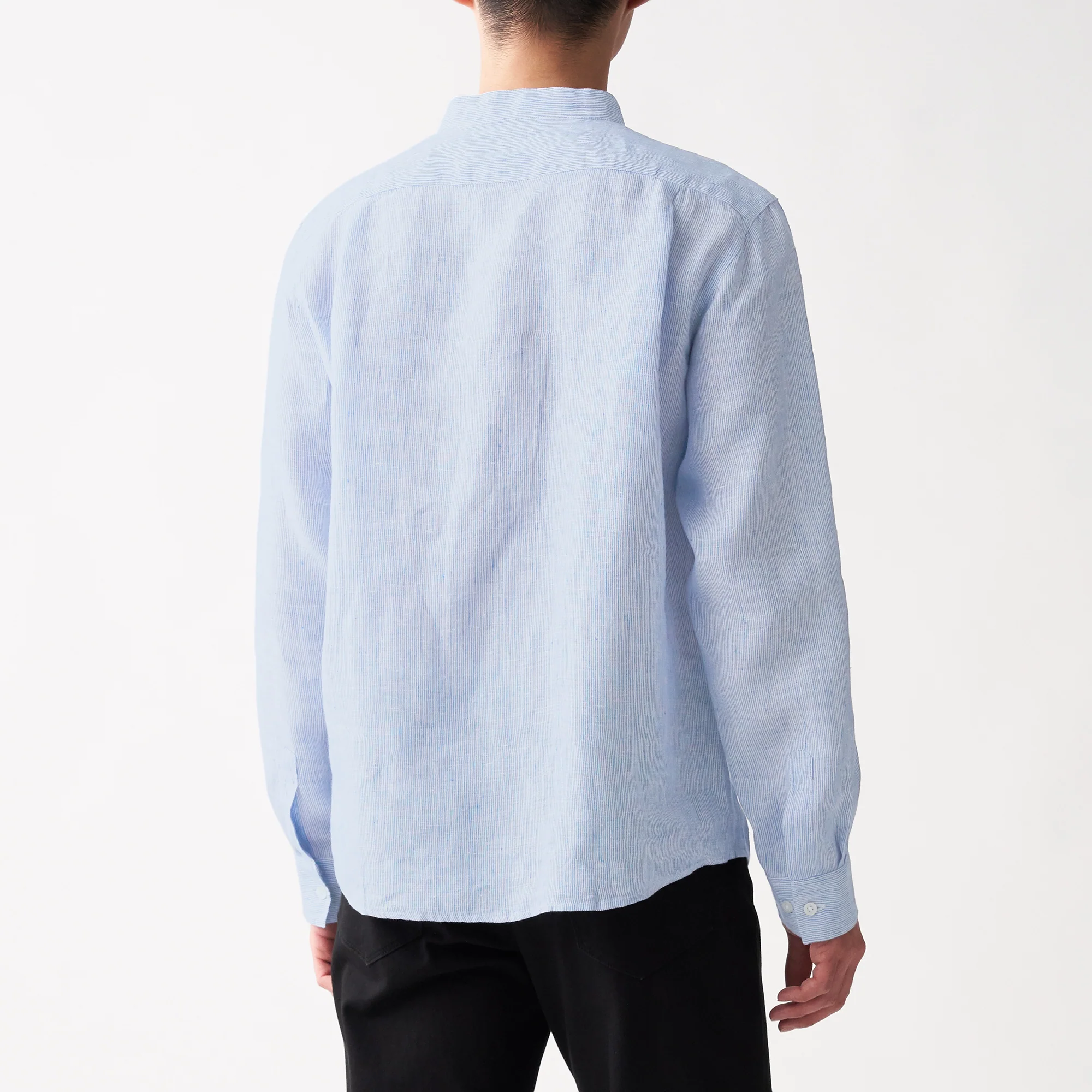 Men's French Linen Washed Stand Collar Shirt - Image 25