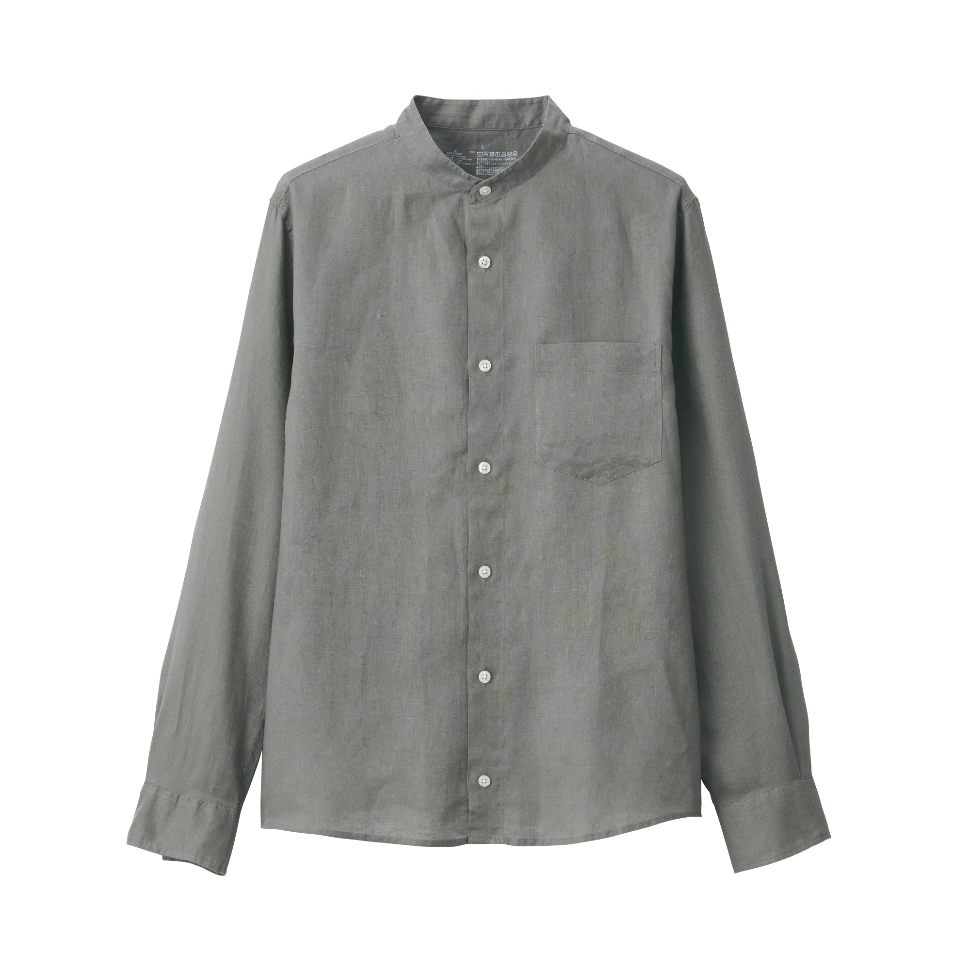 Men's French Linen Washed Stand Collar Shirt - Image 51