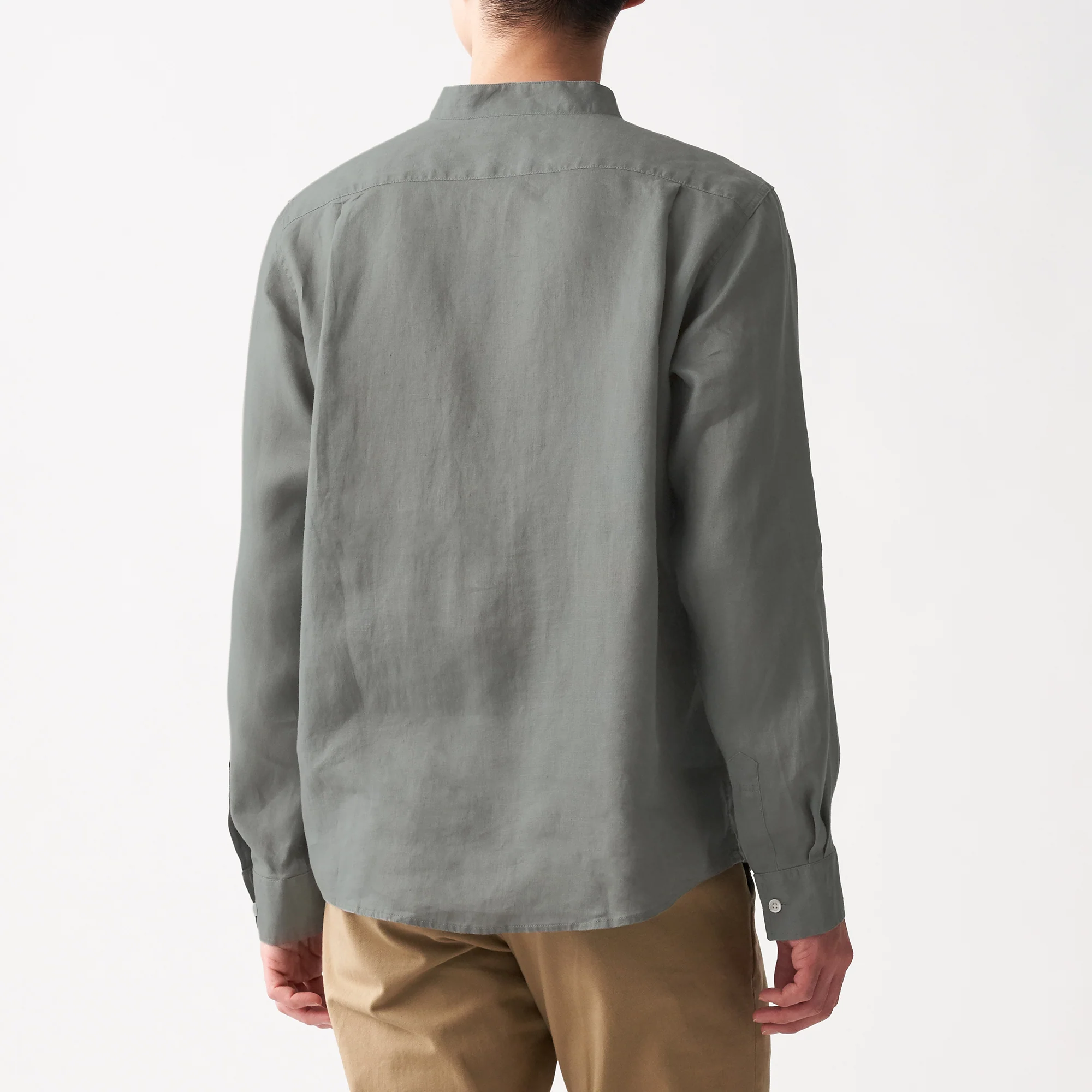 Men's French Linen Washed Stand Collar Shirt - Image 54