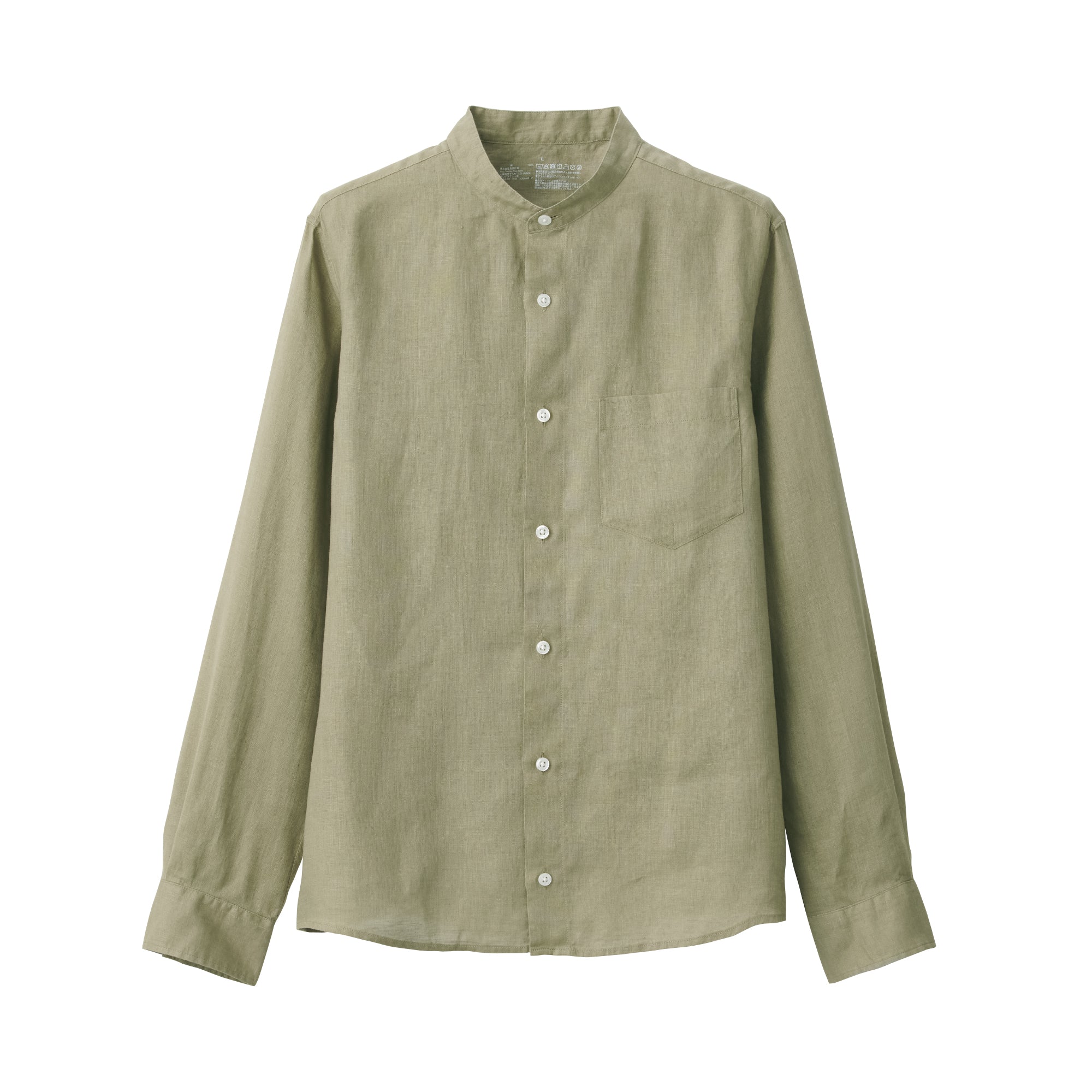 Men's French Linen Washed Stand Collar Shirt - Image 59