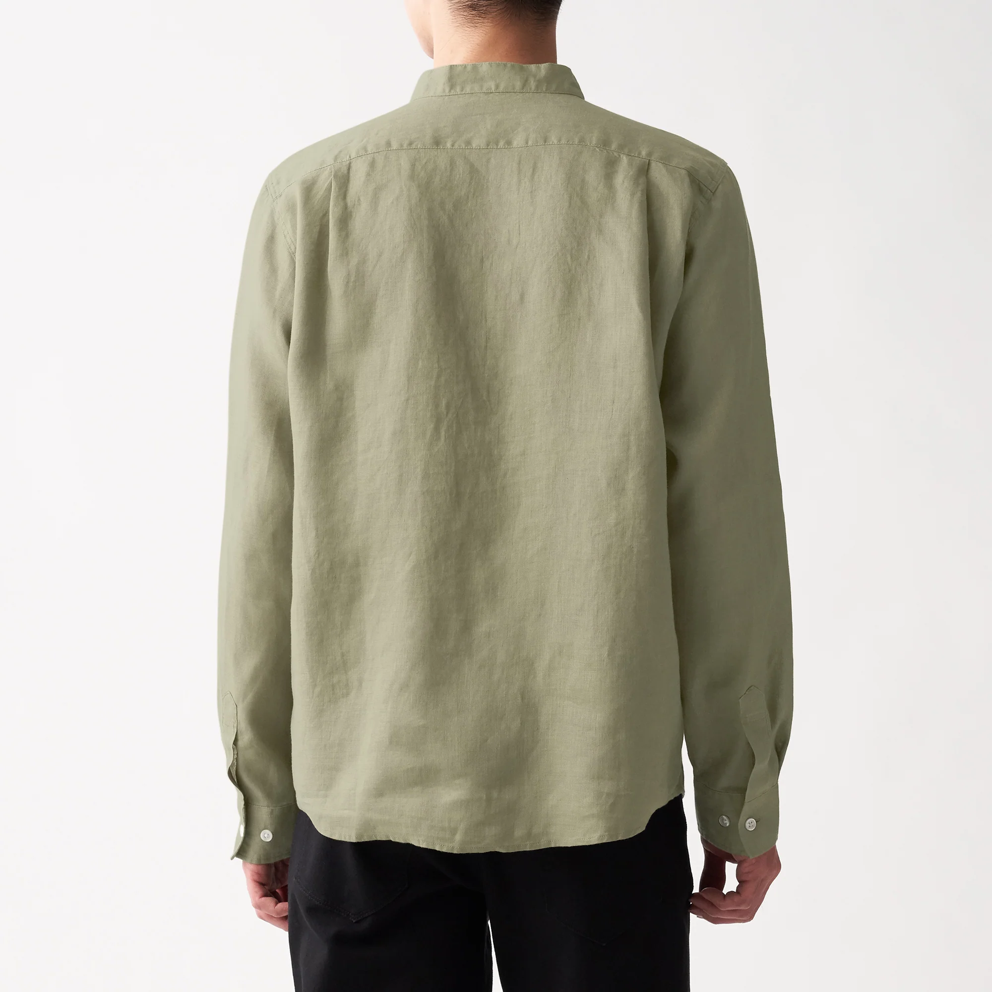 Men's French Linen Washed Stand Collar Shirt - Image 61
