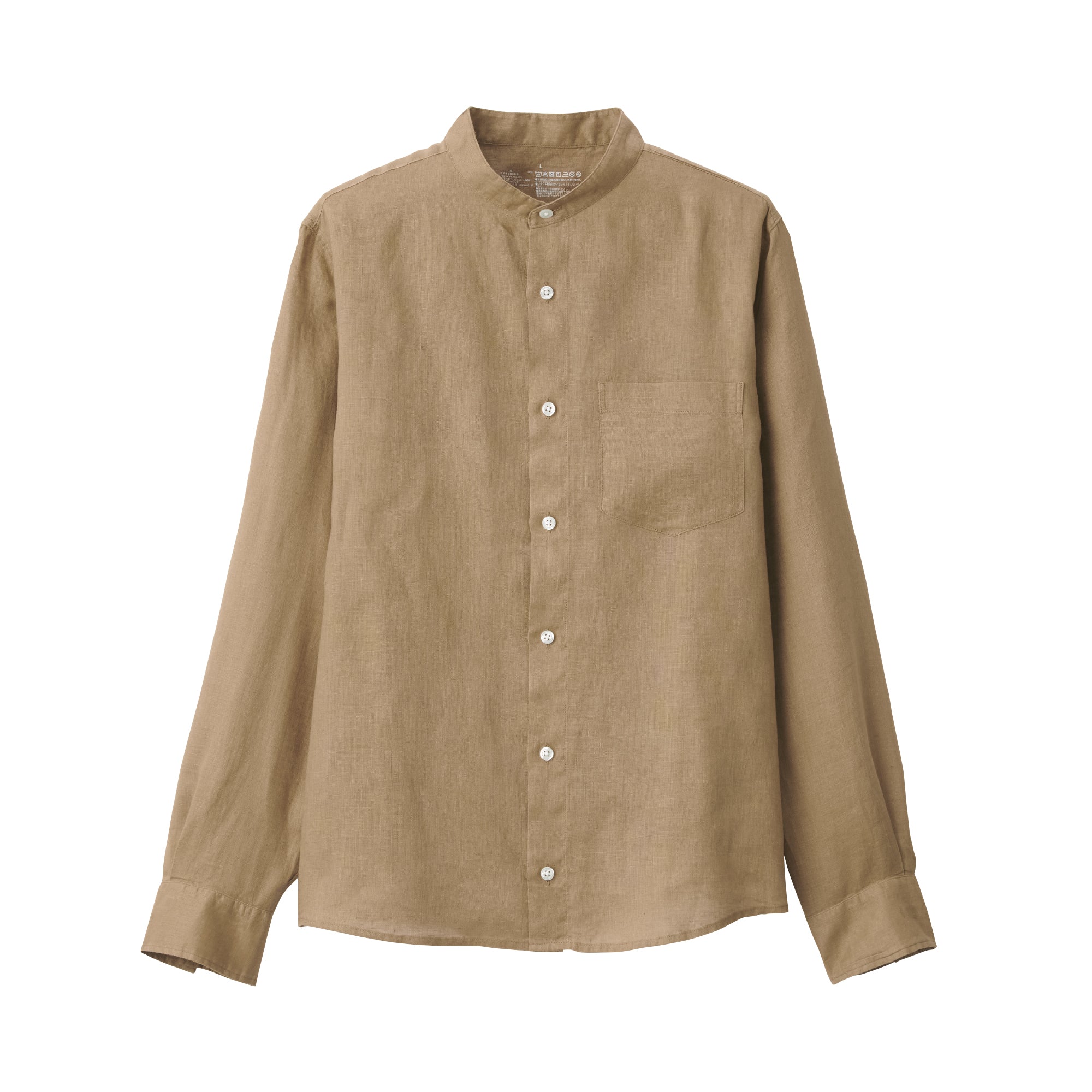 Men's French Linen Washed Stand Collar Shirt - Image 66