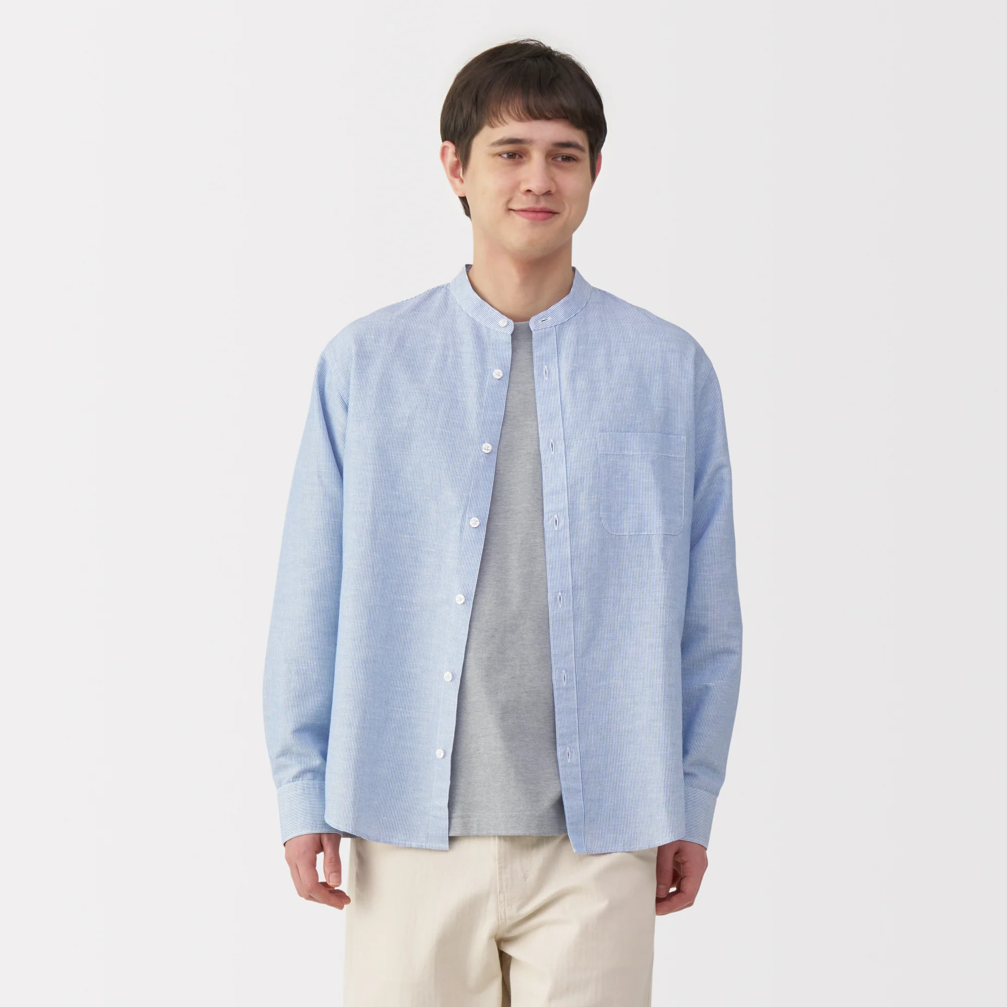 Men's Hemp Cotton Stand Collar Shirt