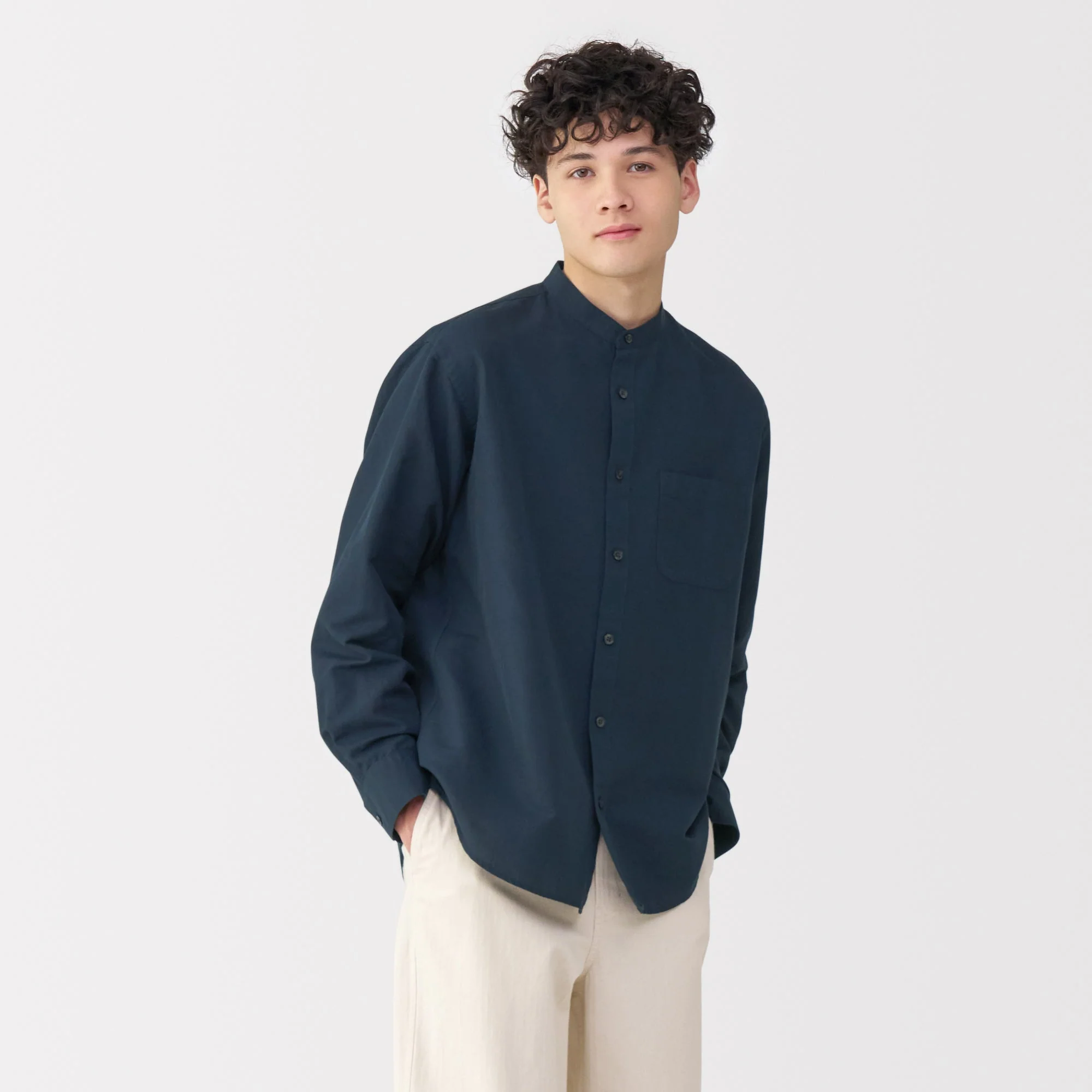 Men's Hemp Cotton Stand Collar Shirt - Image 11