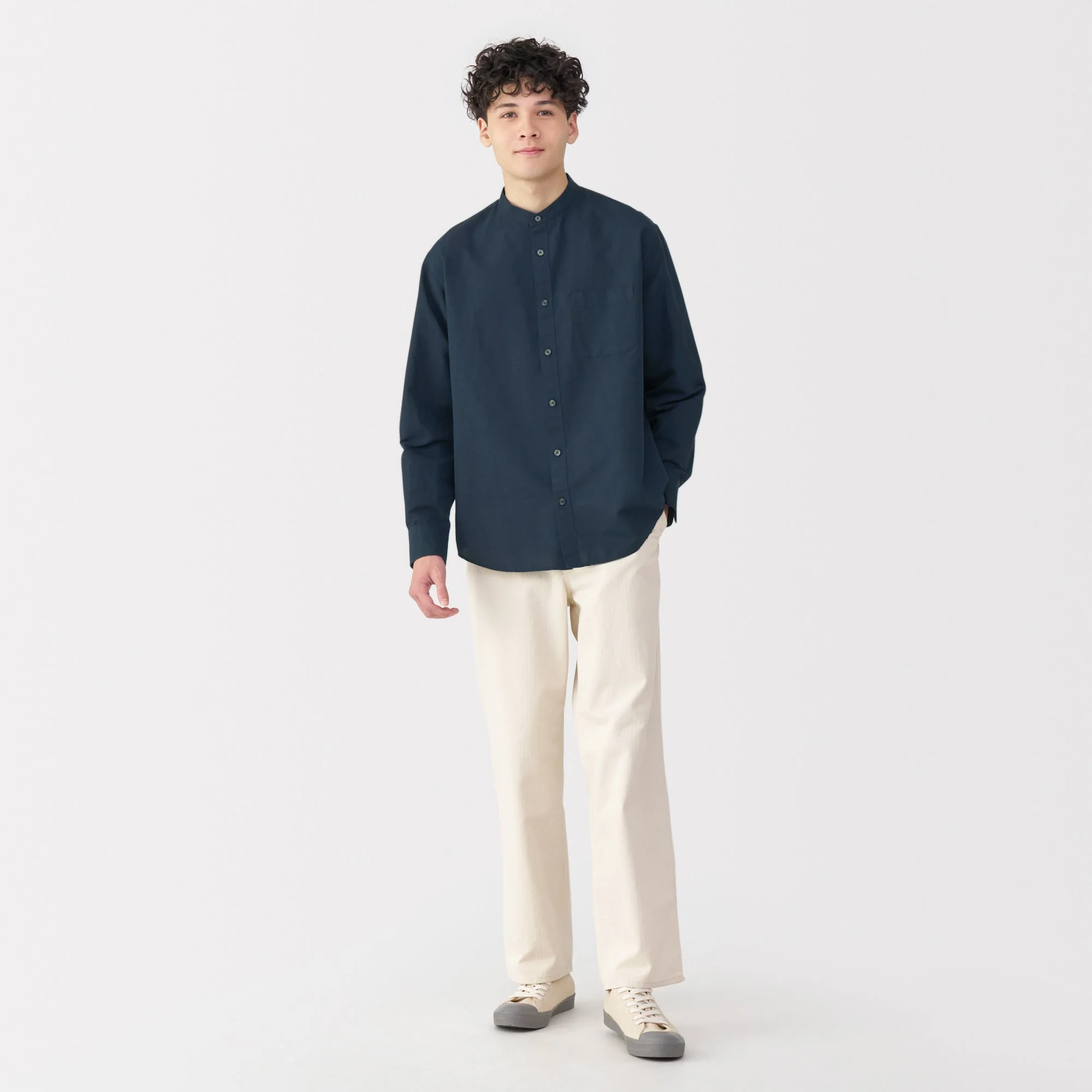Men's Hemp Cotton Stand Collar Shirt - Image 12