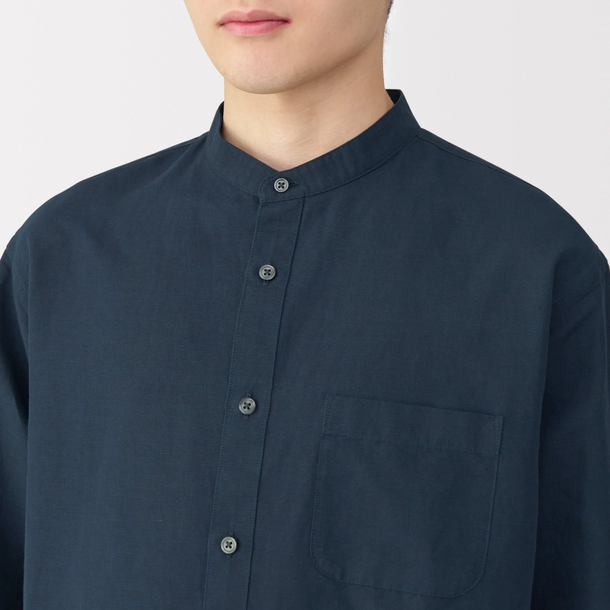 Men's Hemp Cotton Stand Collar Shirt - Image 15