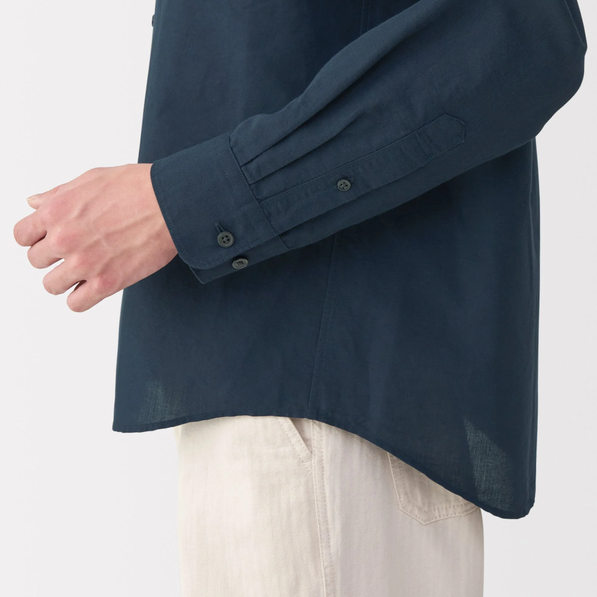 Men's Hemp Cotton Stand Collar Shirt - Image 16