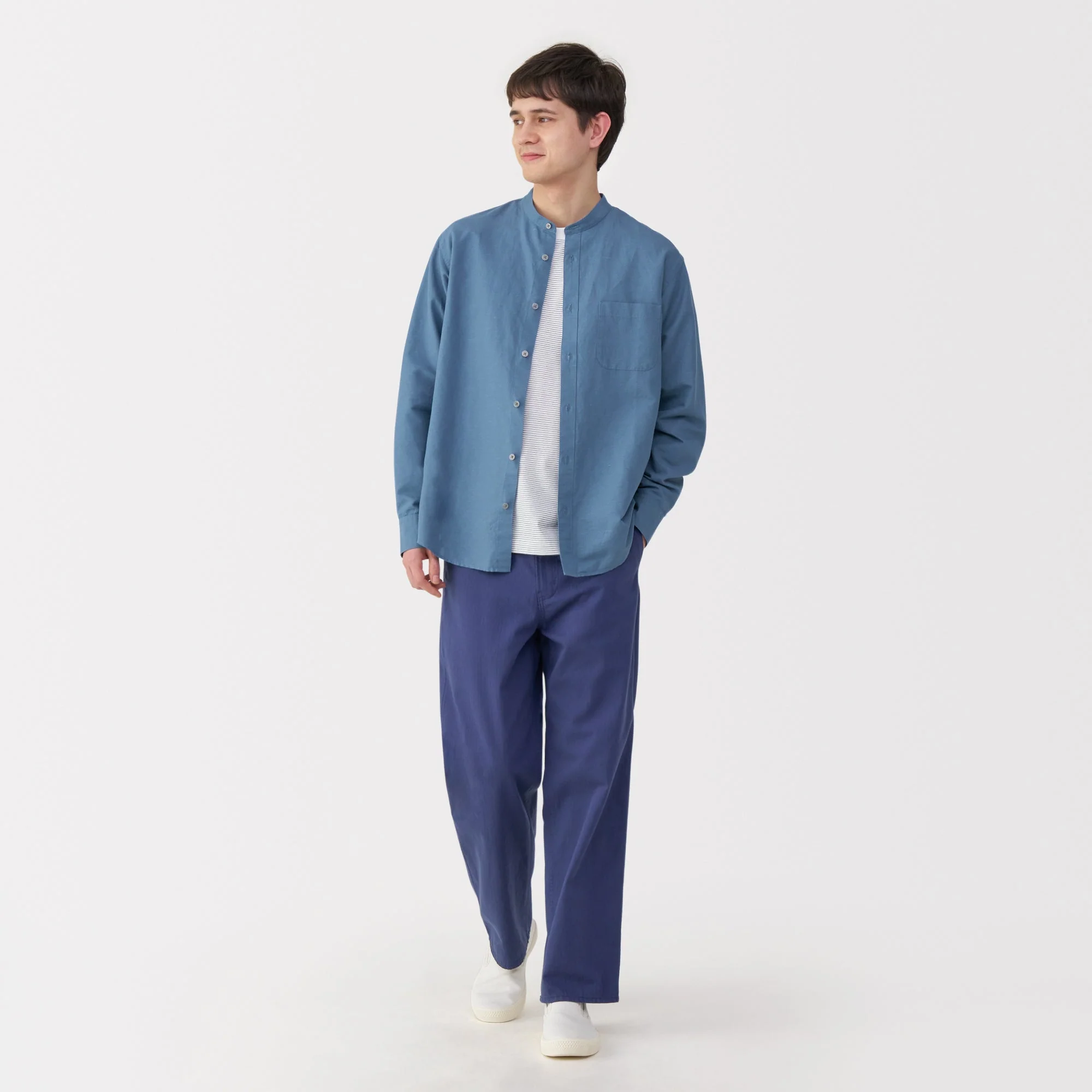 Men's Hemp Cotton Stand Collar Shirt - Image 20