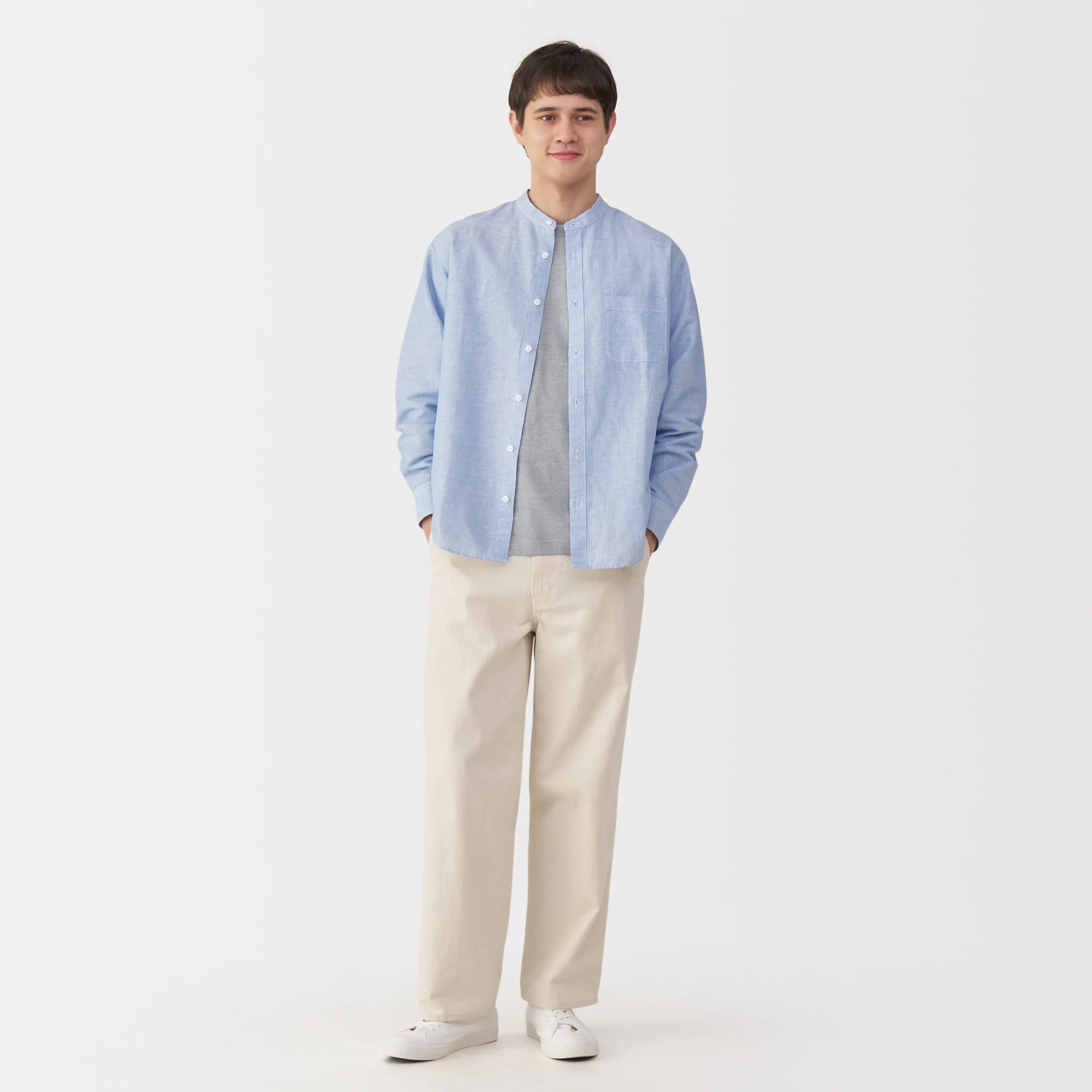 Men's Hemp Cotton Stand Collar Shirt - Image 4
