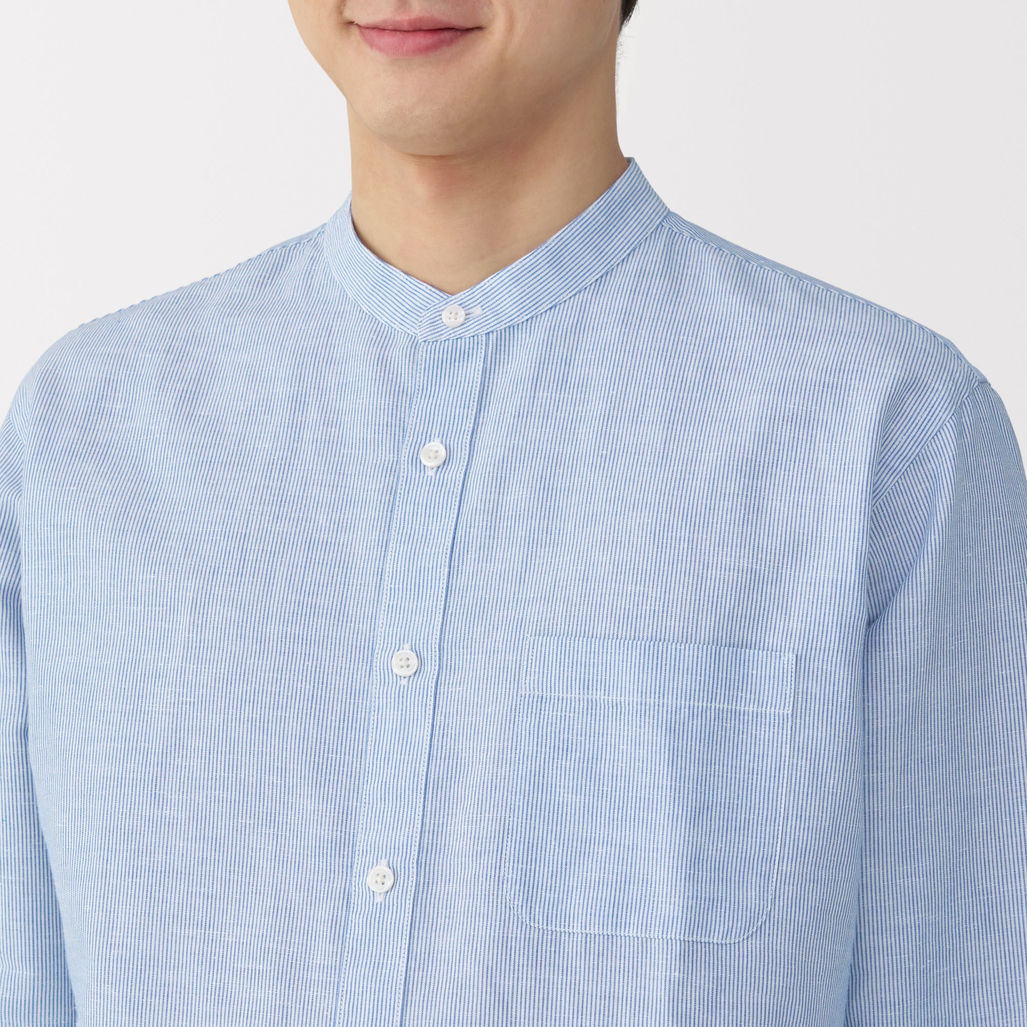 Men's Hemp Cotton Stand Collar Shirt - Image 7