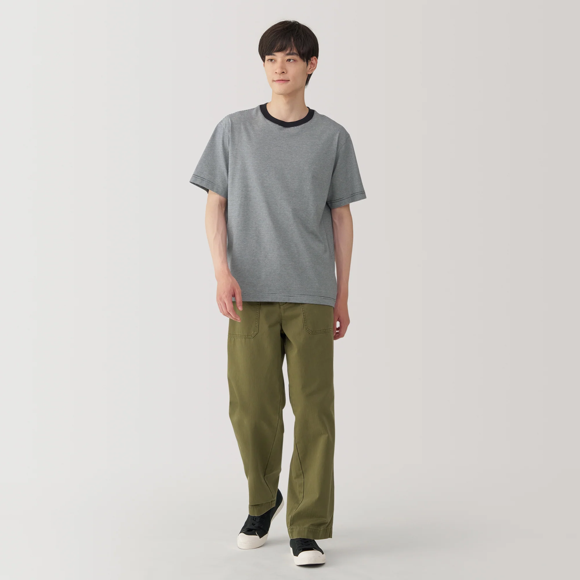 Men's Jersey Crew Neck Short Sleeve Striped T-Shirt - Image 11