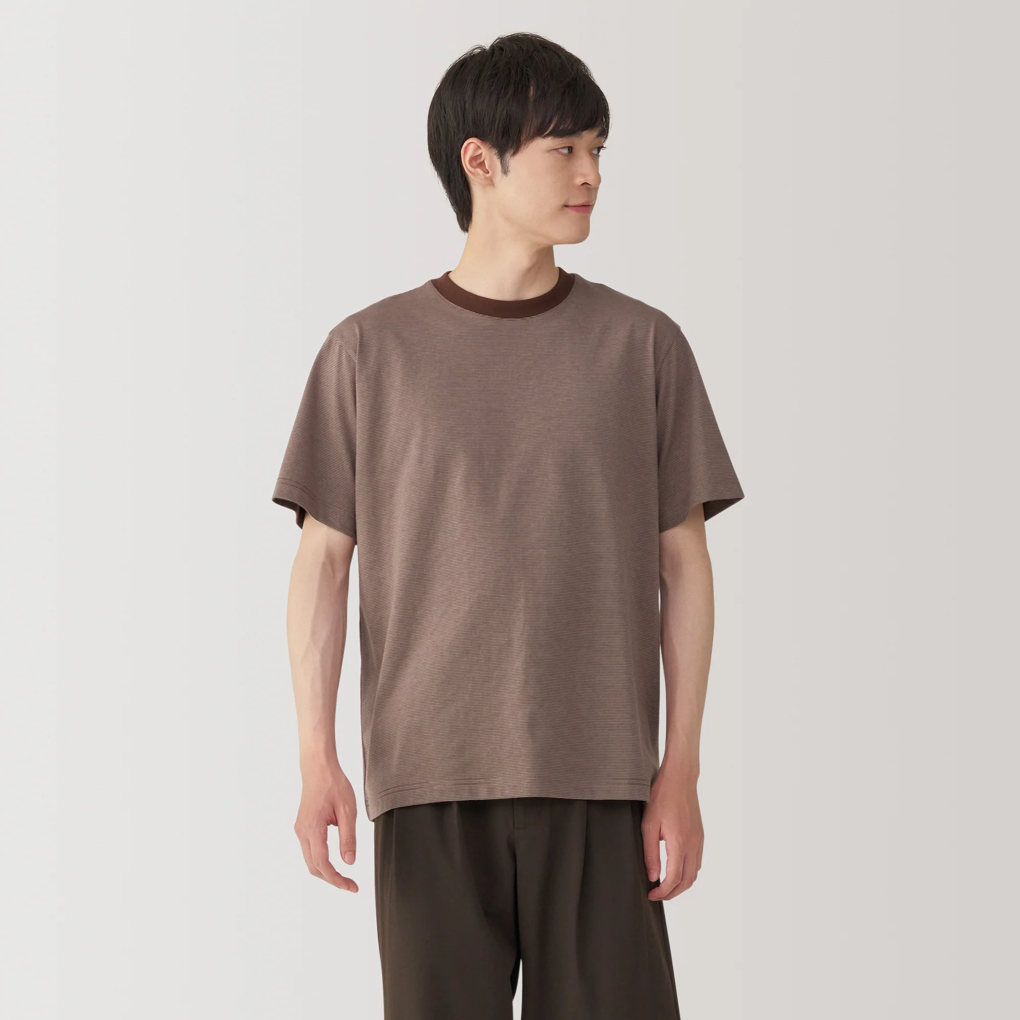Men's Jersey Crew Neck Short Sleeve Striped T-Shirt - Image 24