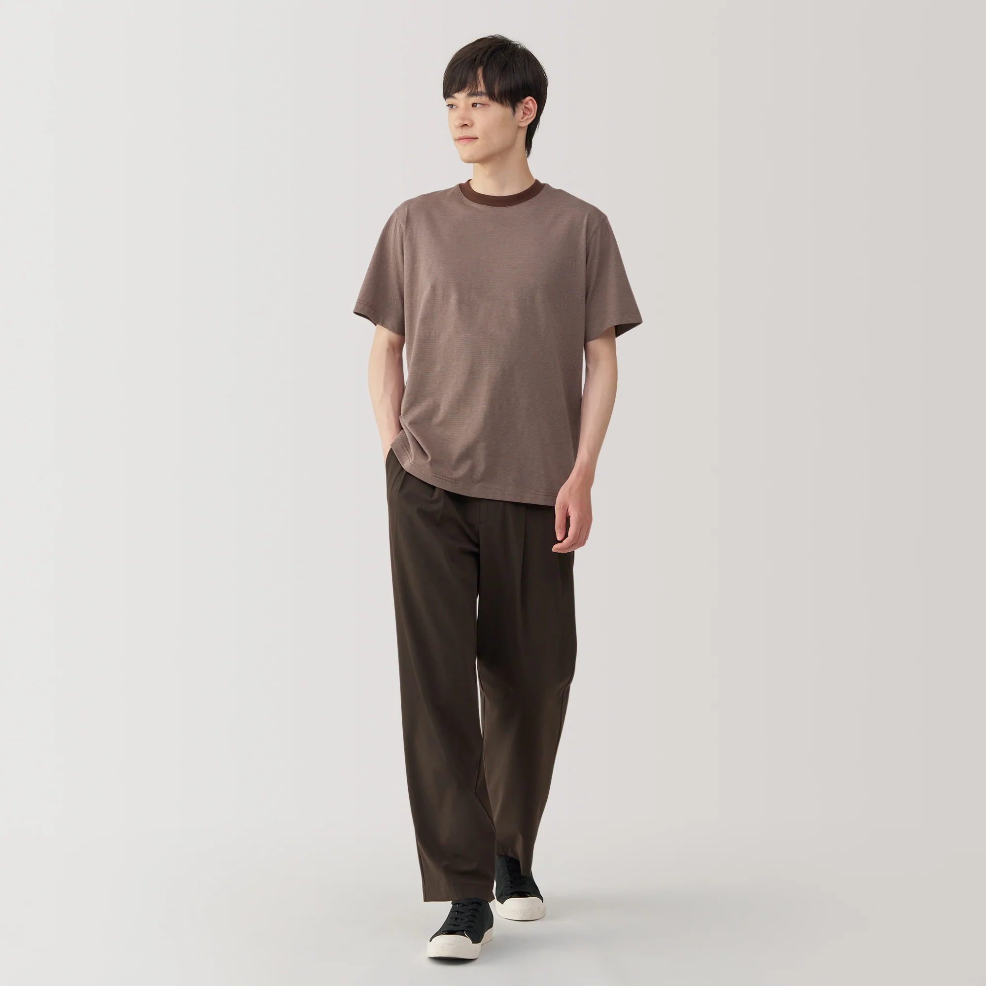 Men's Jersey Crew Neck Short Sleeve Striped T-Shirt - Image 25