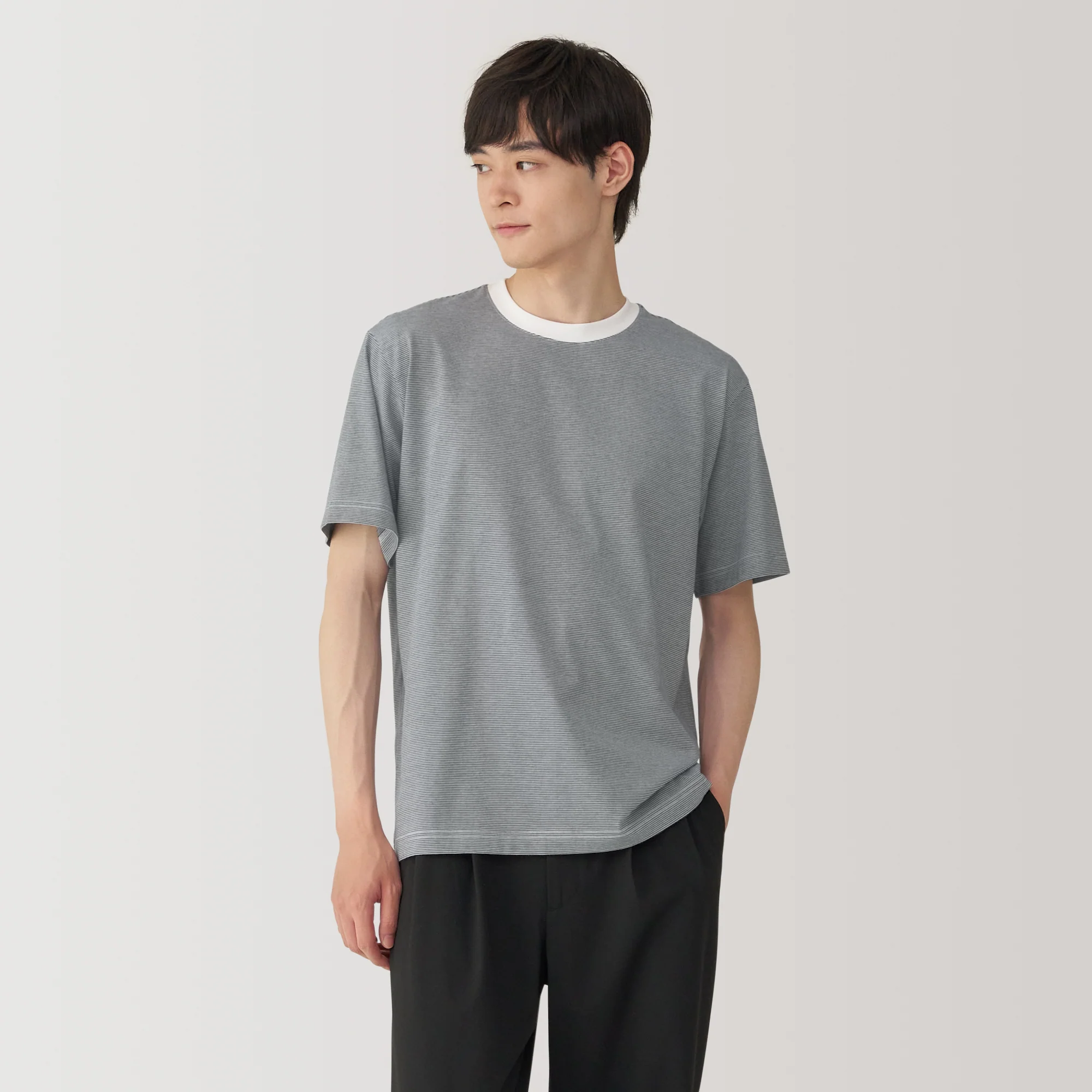 Men's Jersey Crew Neck Short Sleeve Striped T-Shirt - Image 3