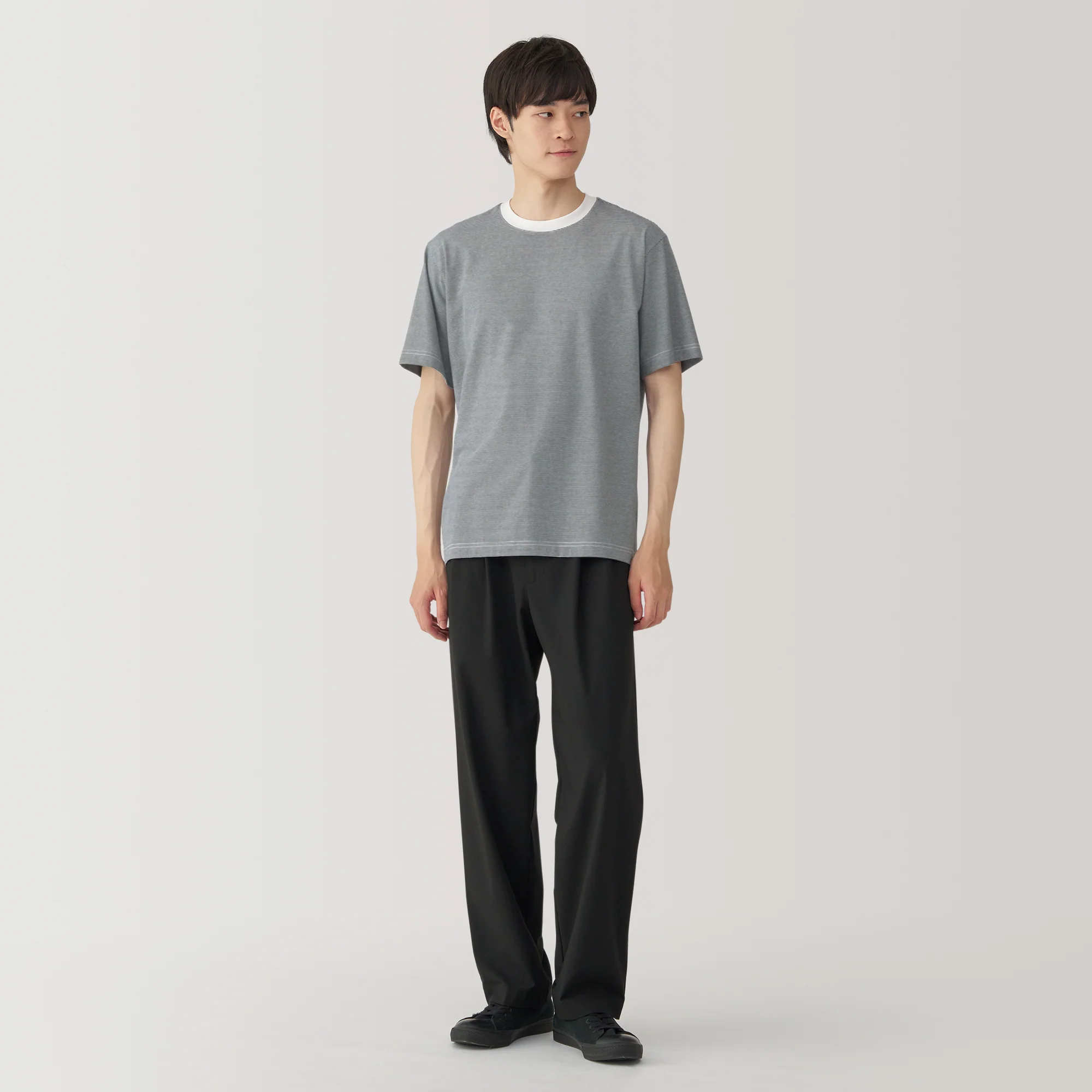 Men's Jersey Crew Neck Short Sleeve Striped T-Shirt - Image 4