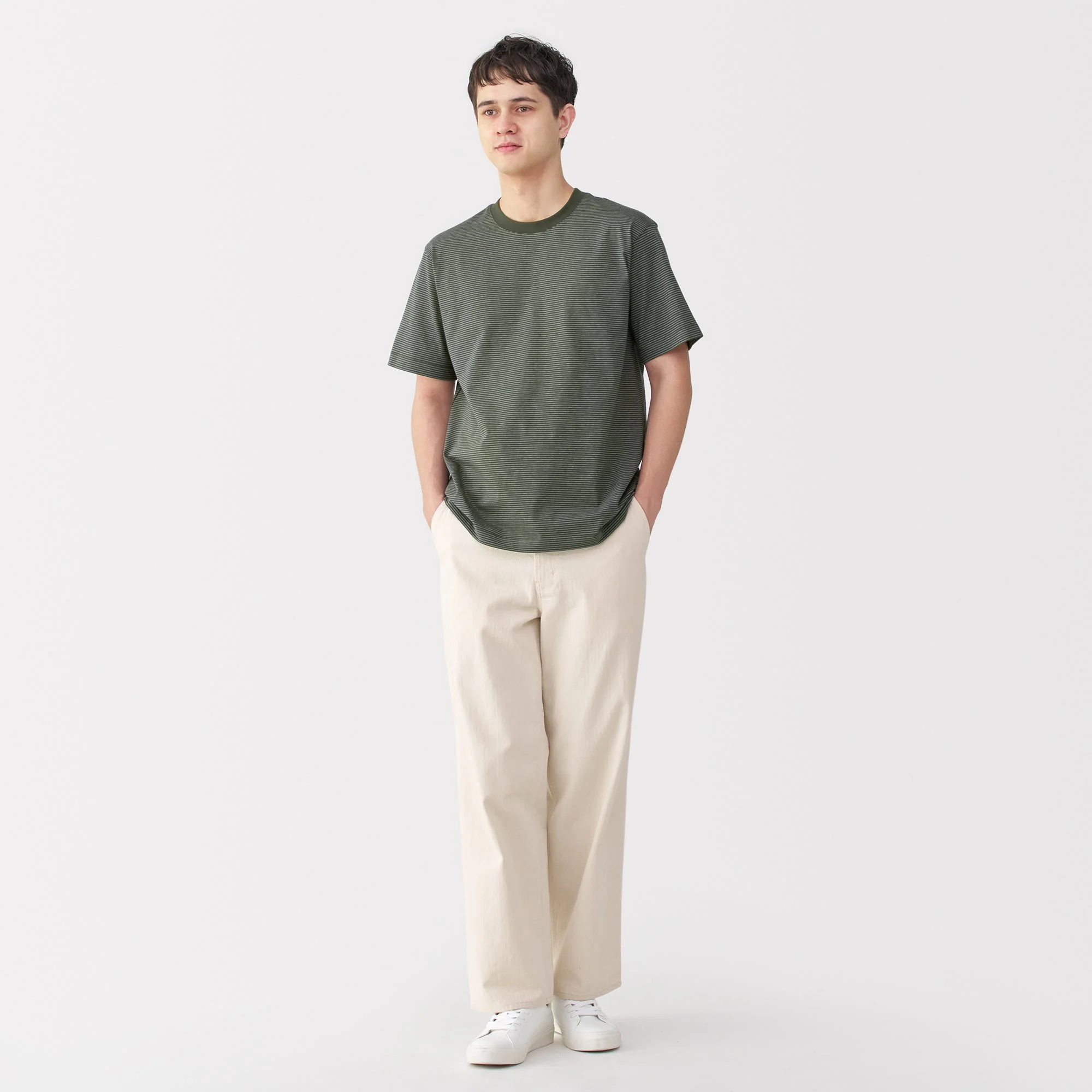 Men's Jersey Crewneck Striped T-Shirt - Image 11