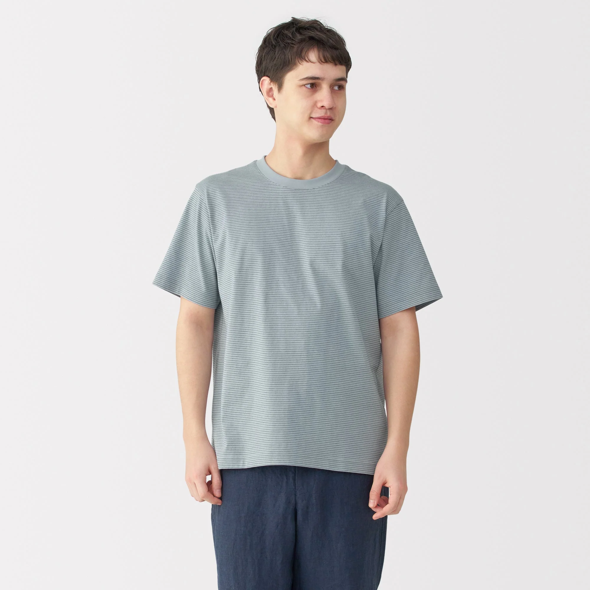 Men's Jersey Crewneck Striped T-Shirt - Image 31