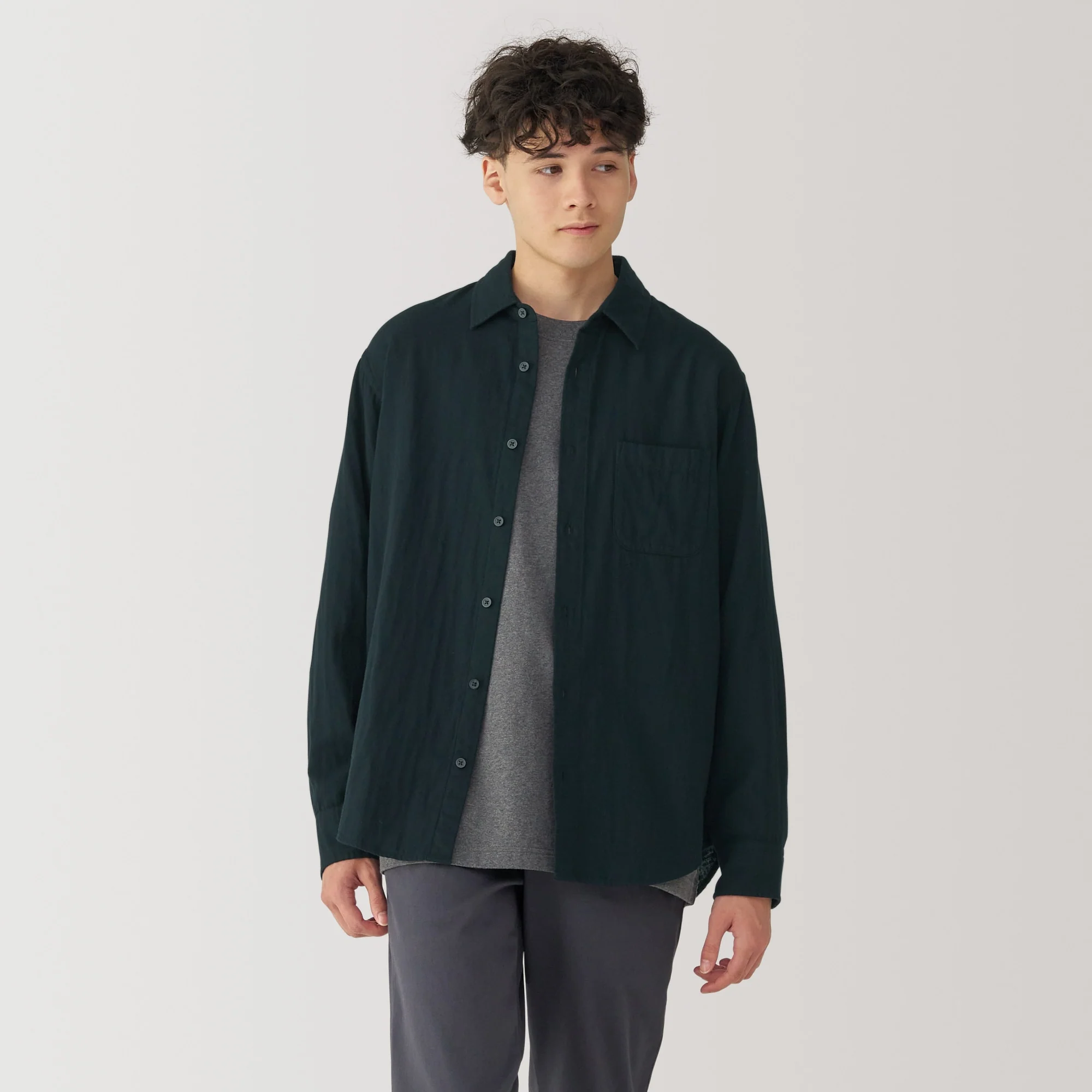 Men's Kapok Blend Double Gauze Long Sleeve Shirt