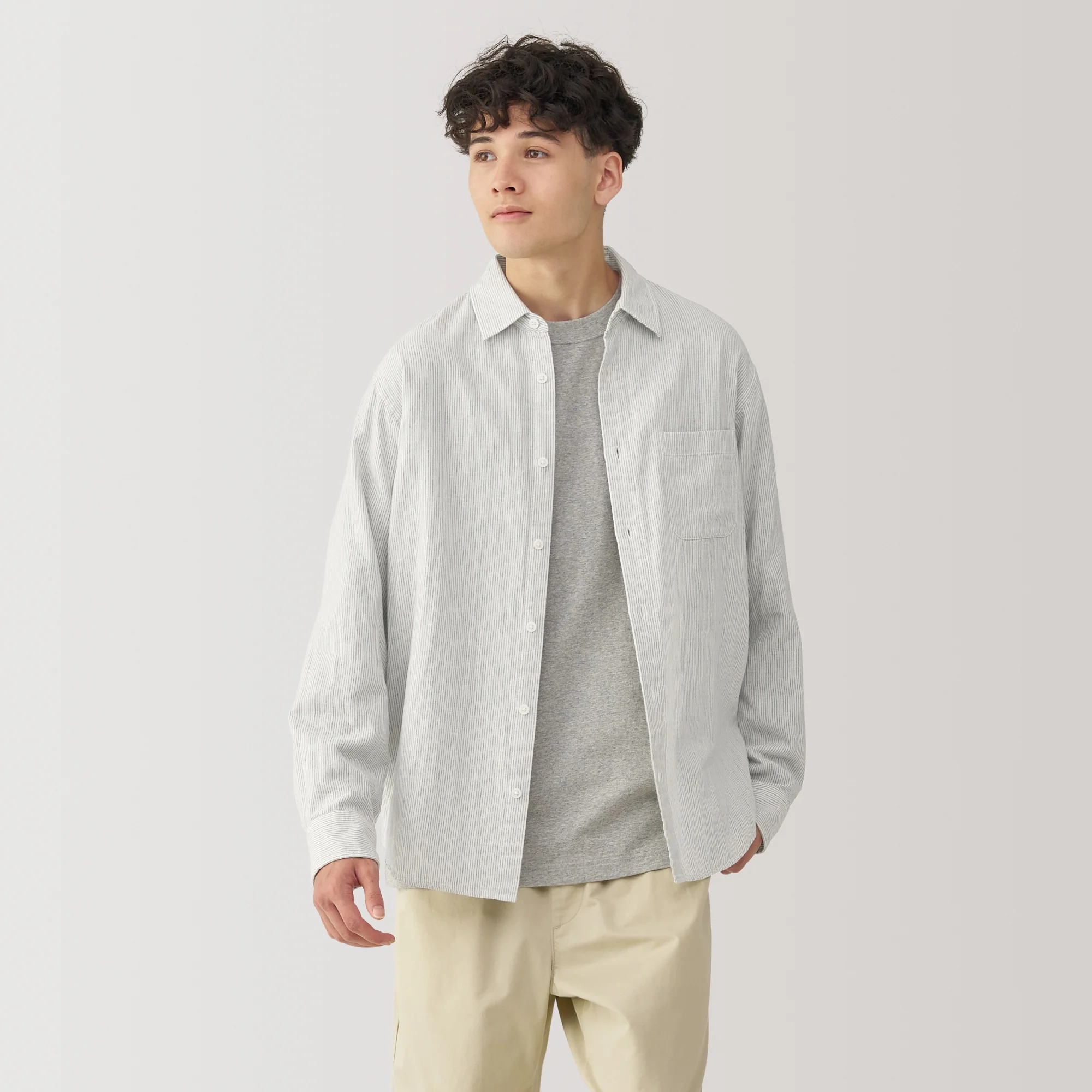 Men's Kapok Blend Double Gauze Long Sleeve Shirt - Image 12