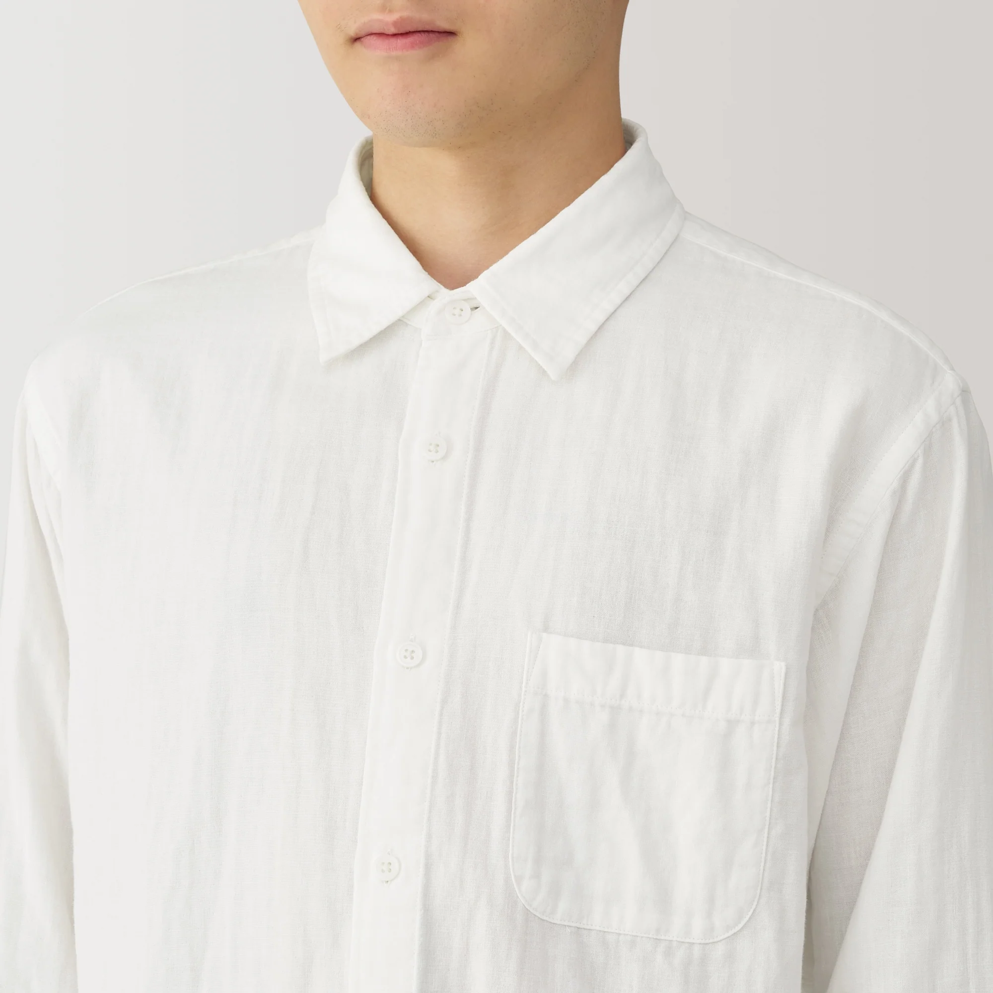 Men's Kapok Blend Double Gauze Long Sleeve Shirt - Image 34